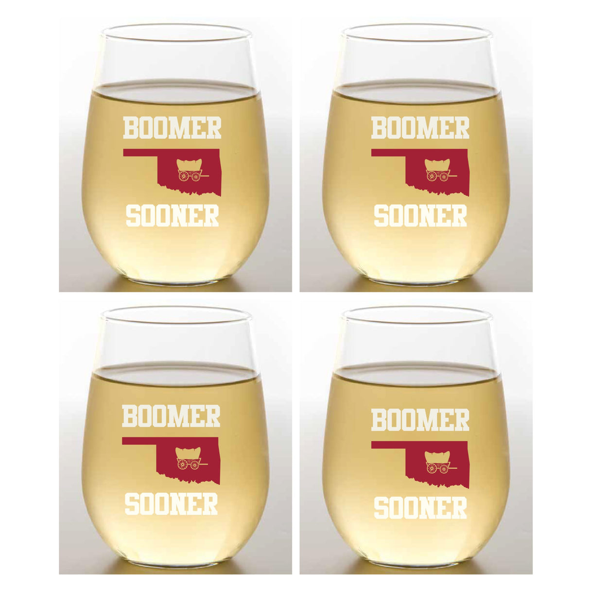 Set of 4 Shatterproof CUSTOM 16 oz Plastic Wine Glasses MADE in the USA (CHRISTMAS NUTCRAKERS)