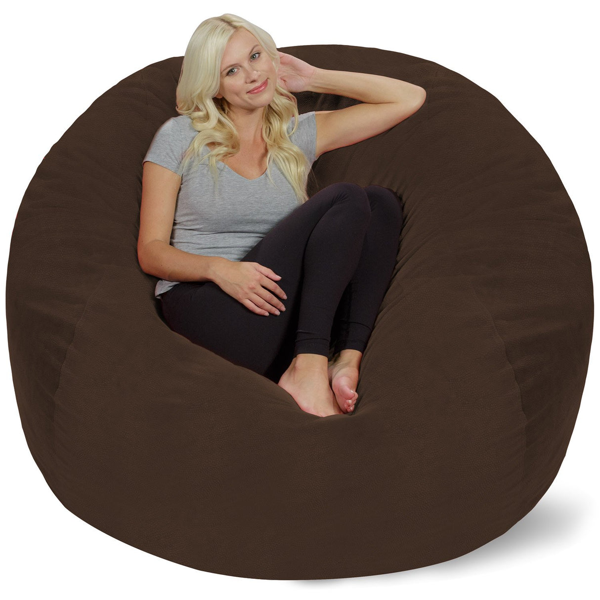 Chill Sack Bean Bag Chair: Giant 5' Memory Foam Furniture Bean Bag - Big Sofa with Soft Micro Fiber Cover - Black