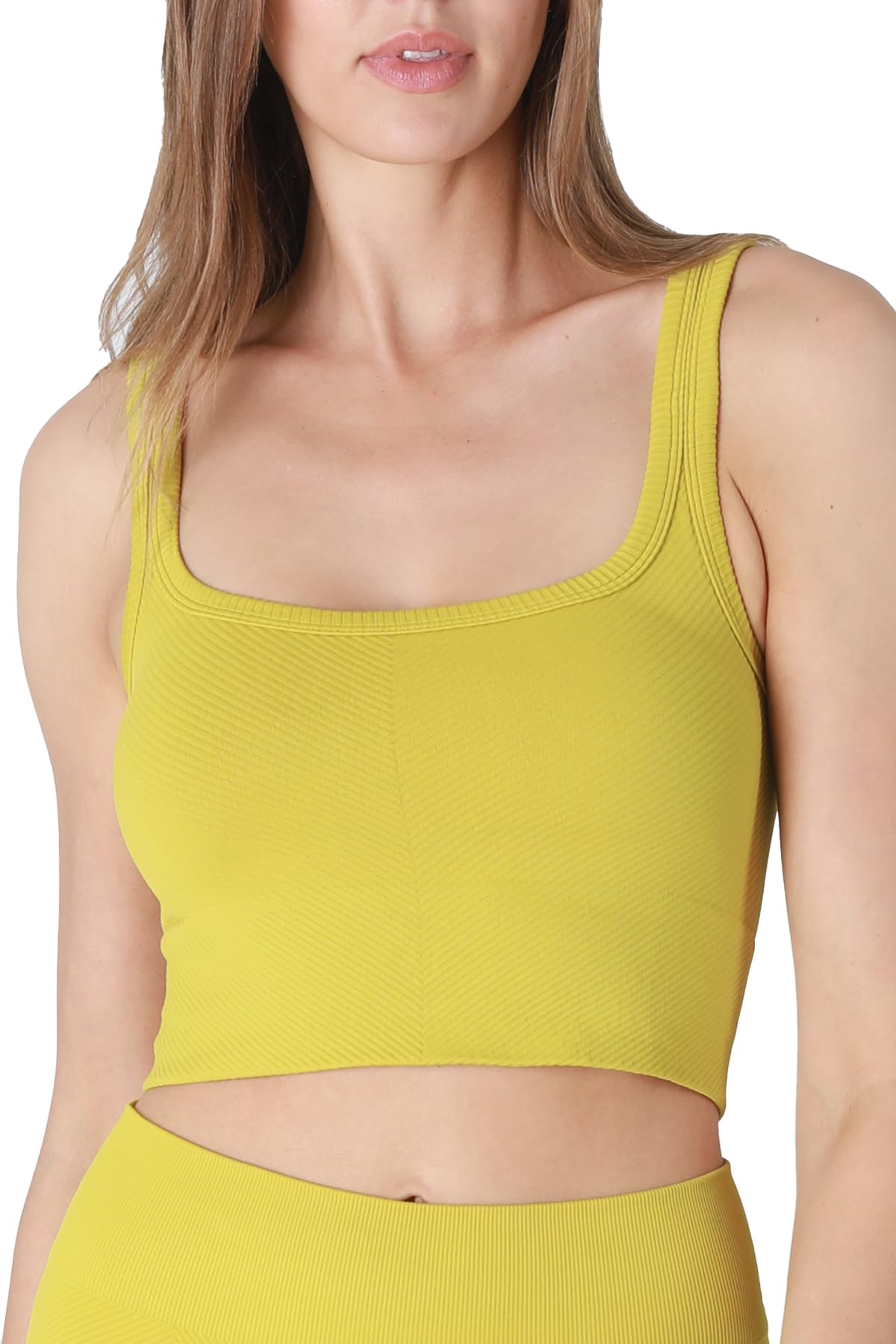NIKIBIKI Women Seamless Chevron Ribbed Crop Top, Made in U.S.A, One Size