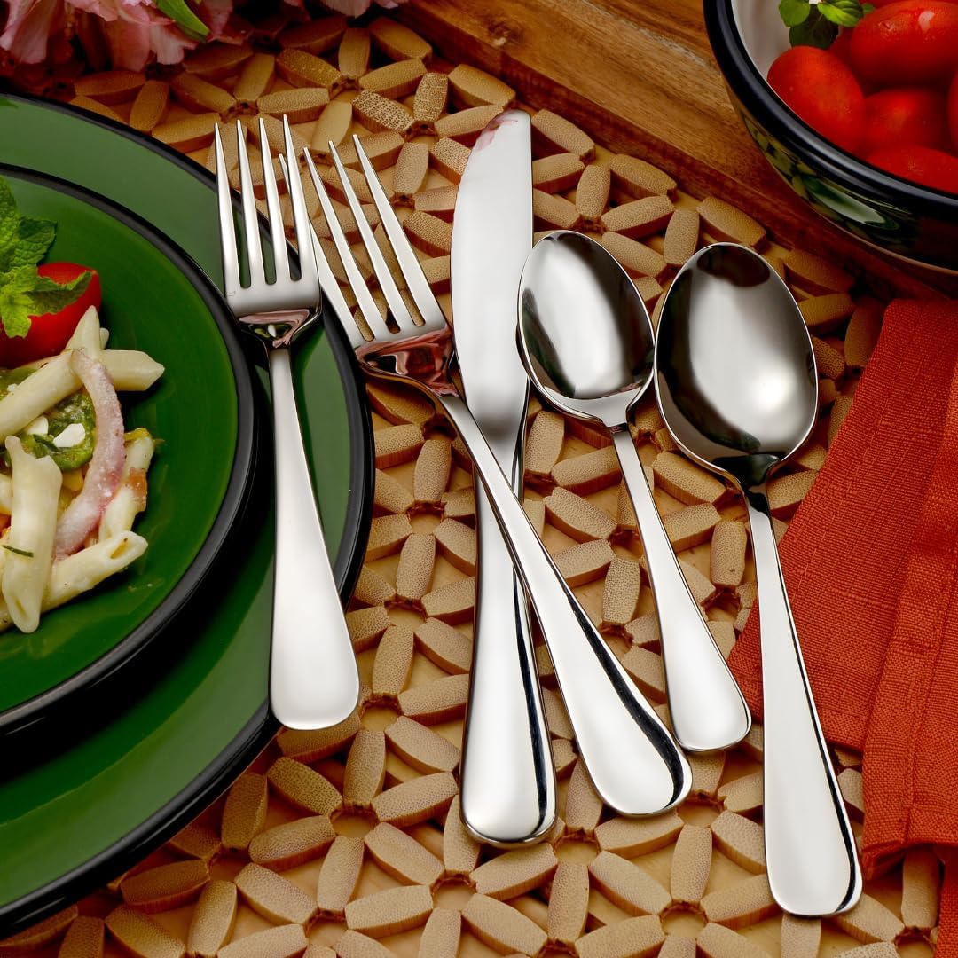 Liberty Tabletop Annapolis 43 Piece Flatware Set Service for 8 Includes 3pc Serving Set Mirror (Bright) Finish MADE IN USA