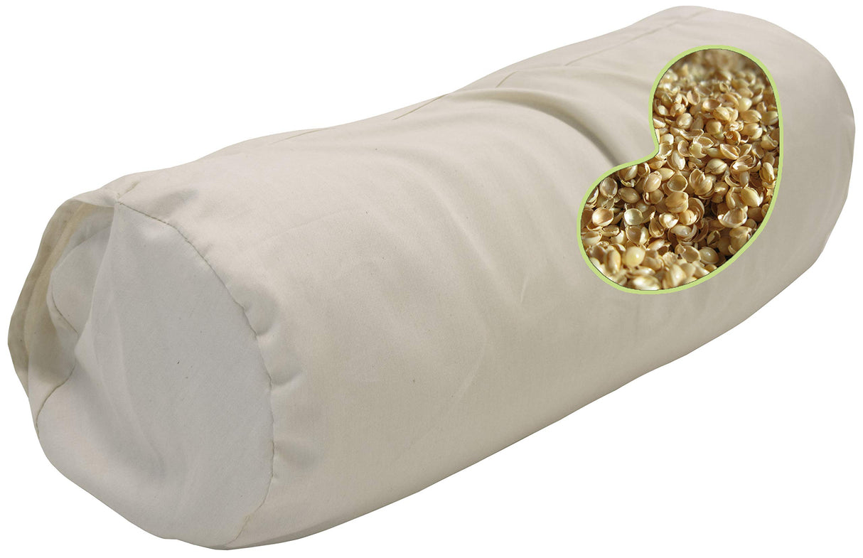 Bean Products Neck Roll Organic Kapok Pillow - 6" x 16" - Organic Cotton Zippered Shell - Made in USA