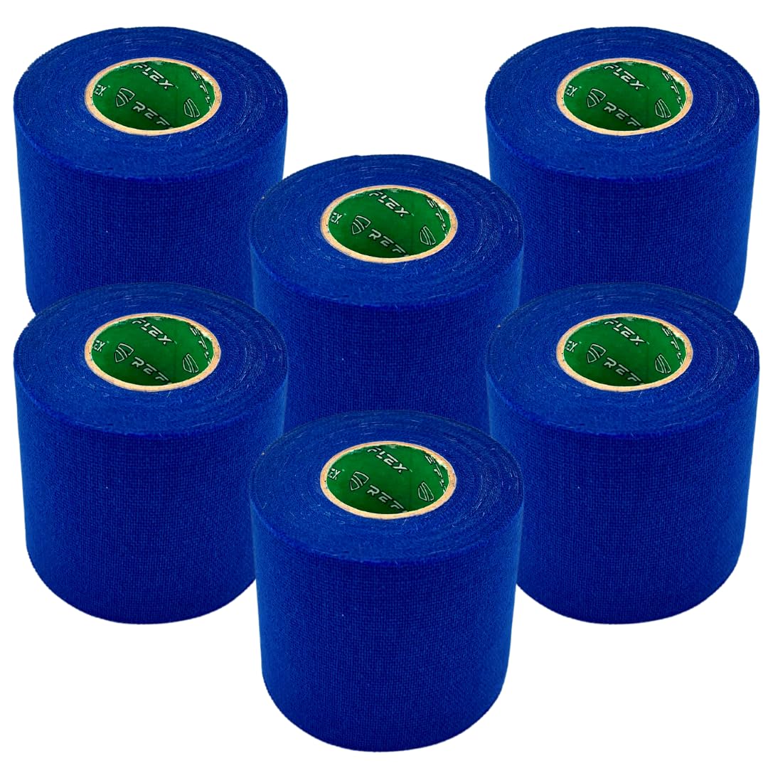 Shield Reflex | Stretch Athletic Tape, Tear by Hand, Made in USA, Thin, Flexible, Elastic Sports Tape, Spatting Football Tape 6 Pack (Midnight Blue, 2 Inch)