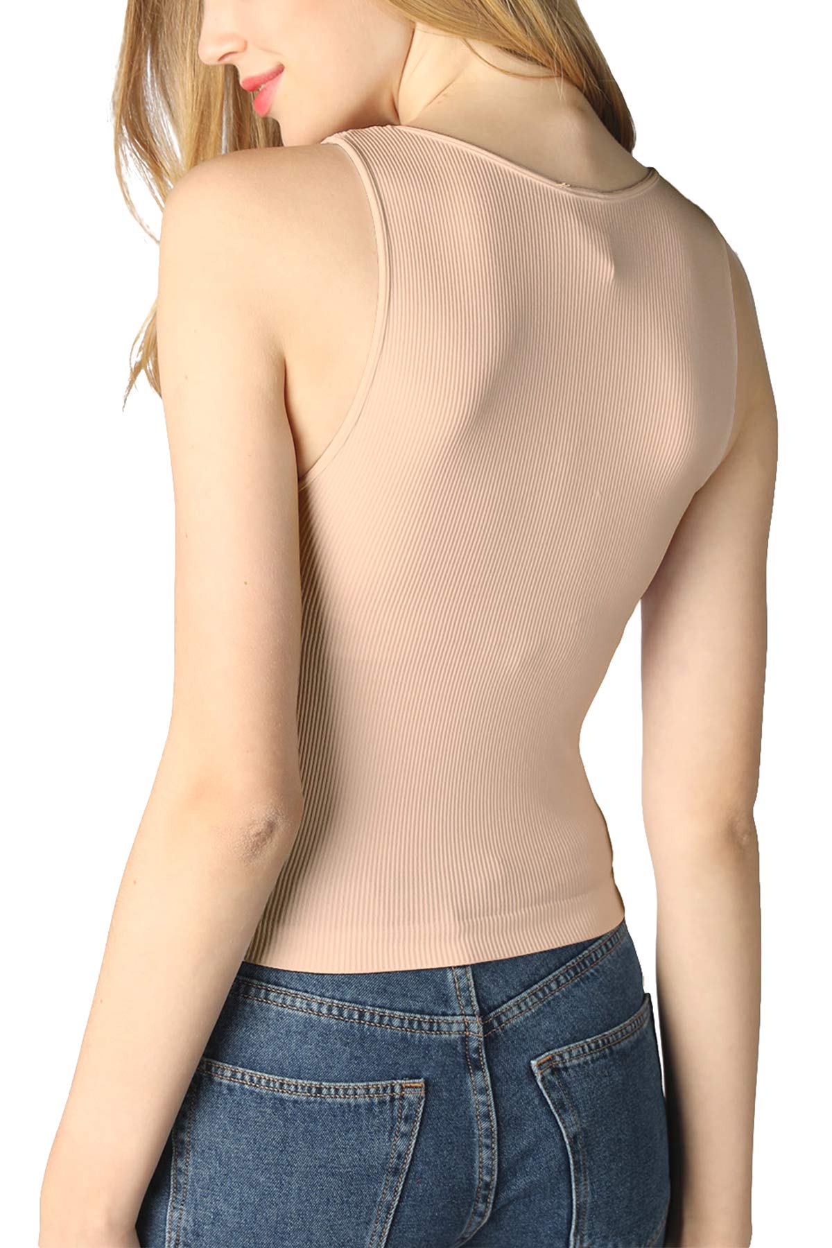 NIKIBIKI Women Seamless High Neck Ribbed Crop Top, Made in U.S.A, One Size