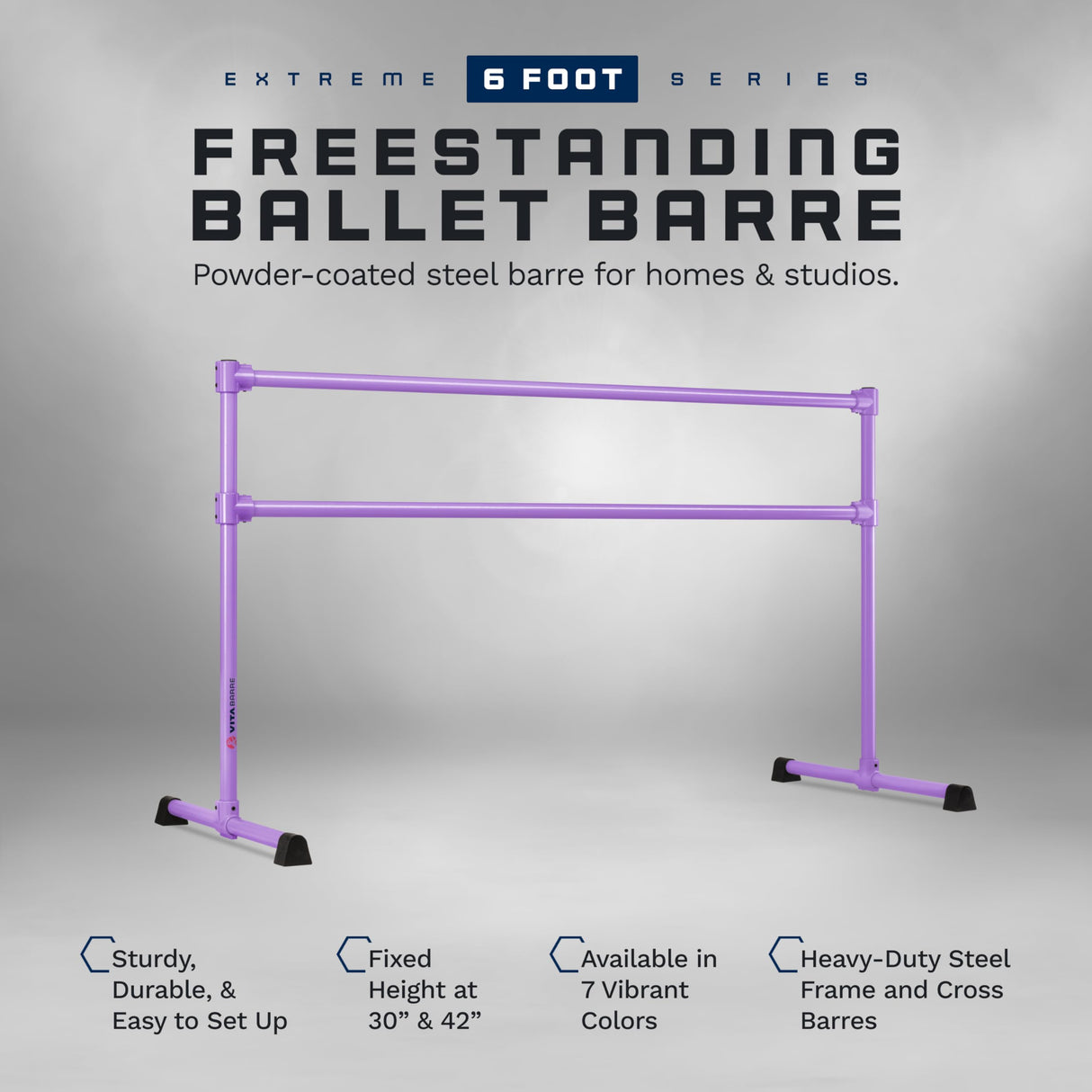 VITA Barre Portable Freestanding Double Ballet Barre, Extreme, Steel | Fixed Height, Made in USA, Home or Gym Exercise Equipment for Kids & Adults | Dance, Fitness, Pilates