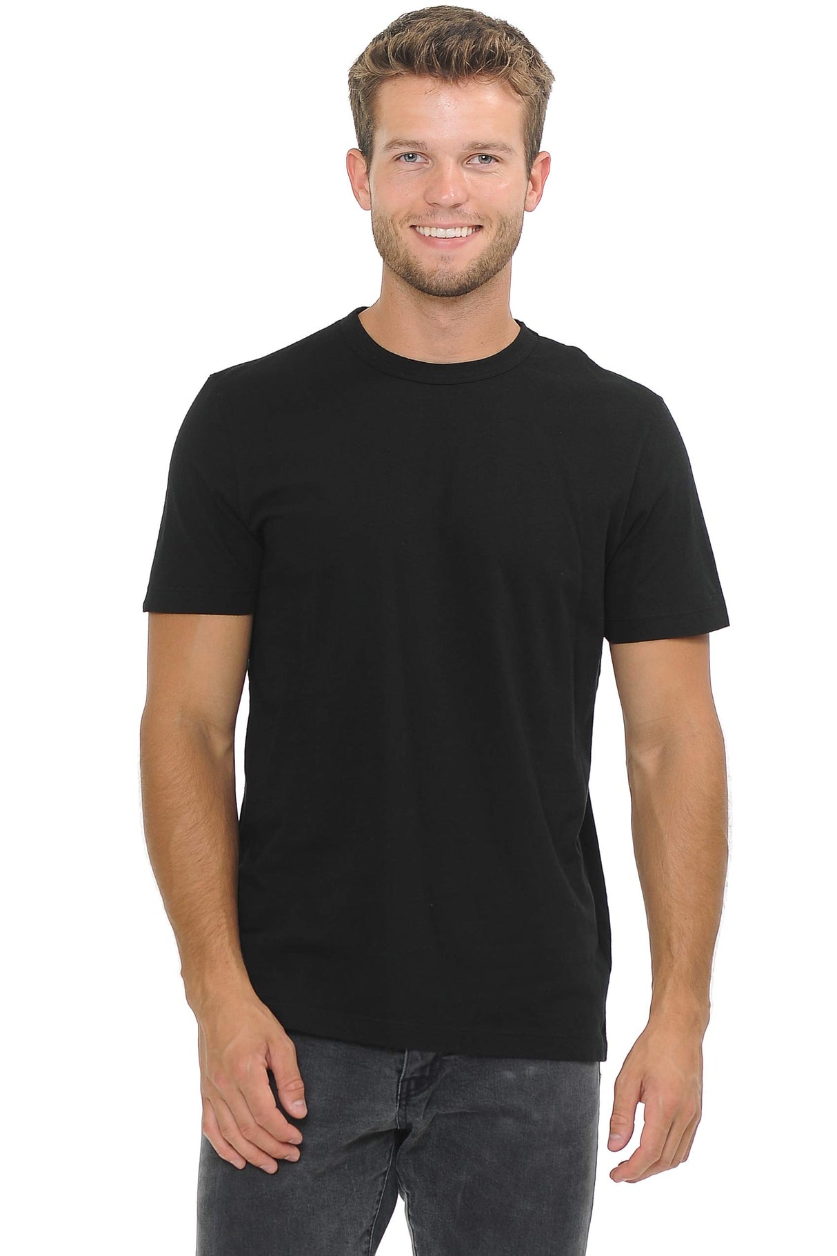 YURO-K Men's Premium Binded Neck Cotton Classic Short Sleeve Crew T-Shirt