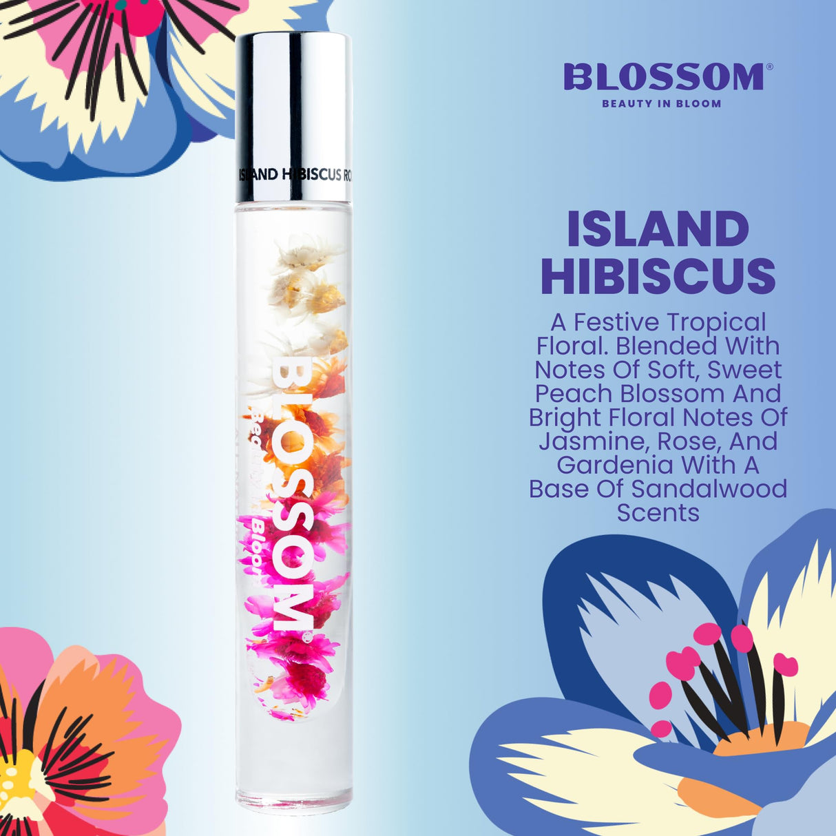 Blossom Roll on Perfume Oil for Women, Alcohol Free Rollerball Perfume with Essential Oil, Infused with Real Flowers, Made in USA, 0.20 oz (Lemon, Bergamot, Violet, White Musk), Cactus Flower