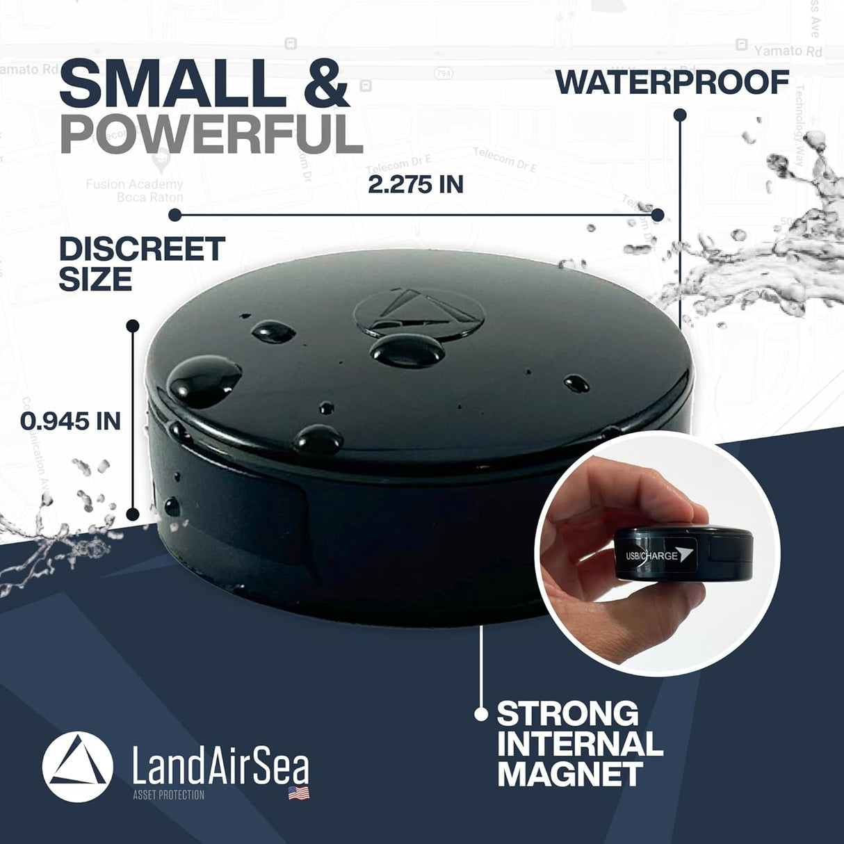 LandAirSea 54 GPS Tracker & Waterproof Hardwire Power Adapter - Global Tracking - Subscription is Required