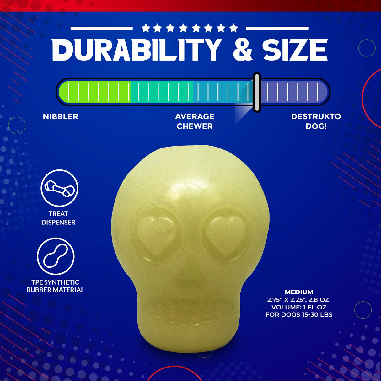 SodaPup Honey Pot – Durable Dog Treat Dispenser & Enrichment Toy Made in USA from Non-Toxic, Pet Safe, Food Safe Natural Rubber Material for Mental Stimulation, Problem Chewing, Calming Nerves, & More