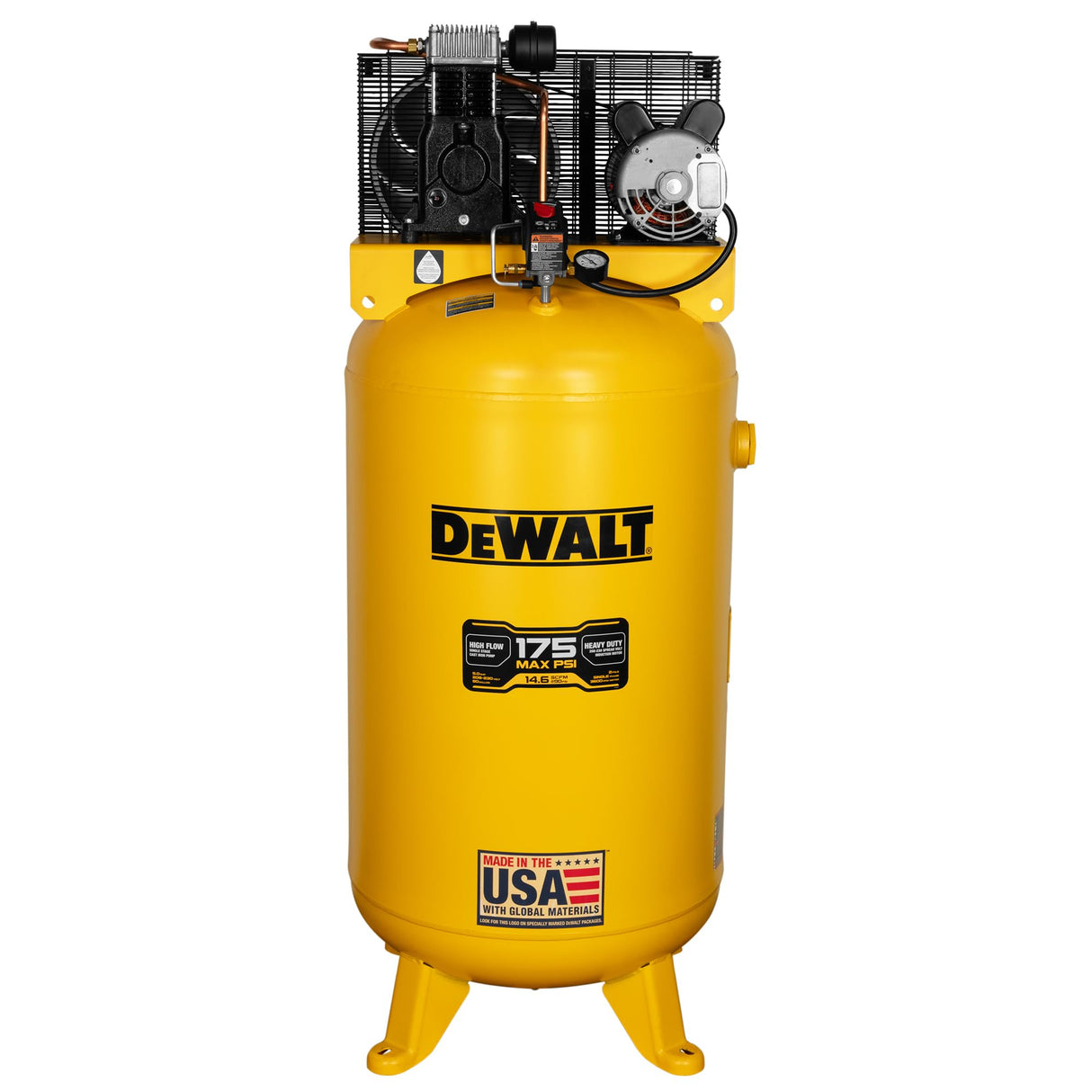 Dewalt DXCM805.COM 5 HP 80 Gallon 175 Max PSI 17 SCFM @ 40 PSI 14.6 SCFM @ 90 PSI Single-Stage Oil-Lube Electric Stationary Vertical Air Compressor
