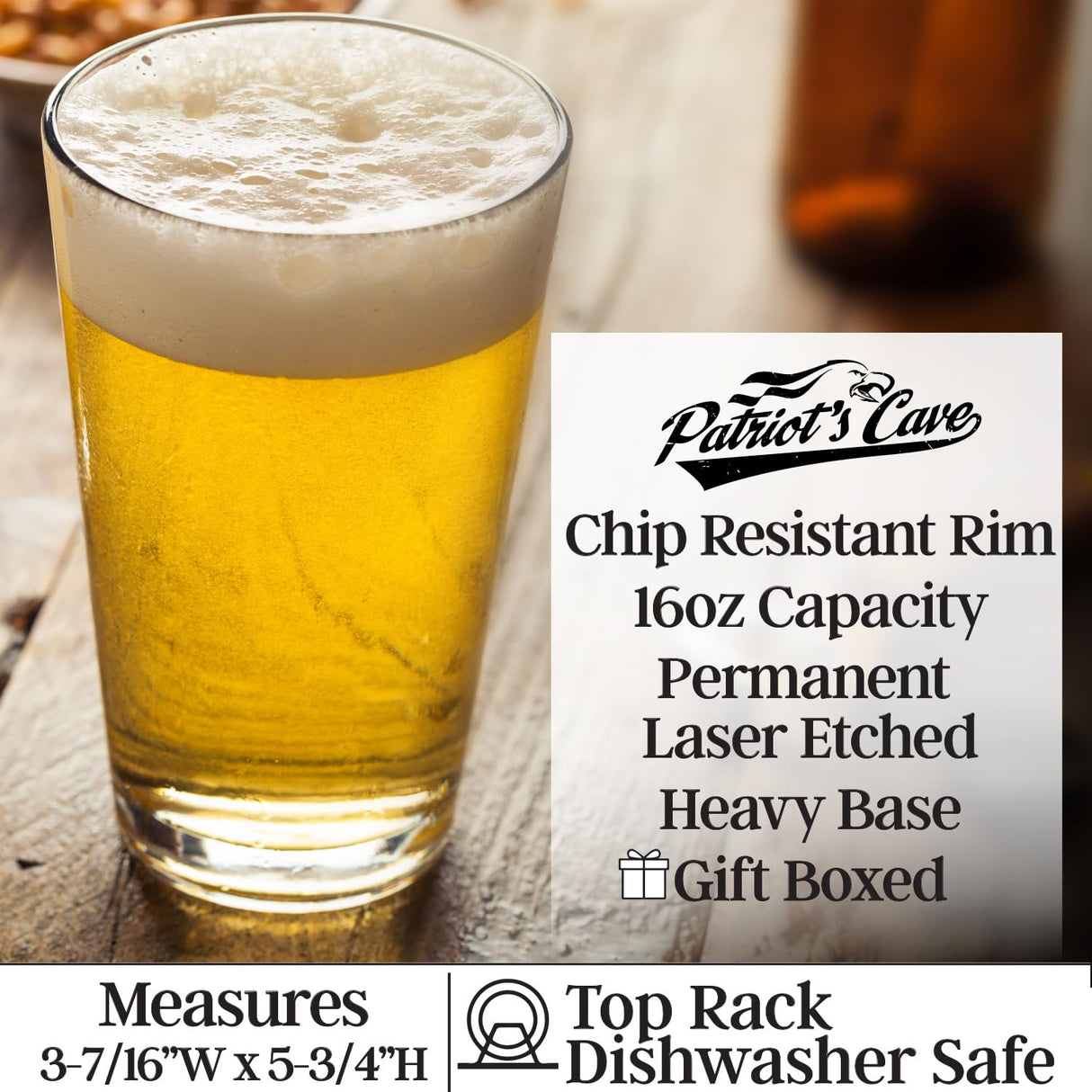 Trump 2024 16 OZ Pint Glass | Gift Box Included | Will Not Fade & Made In USA & Dishwasher Safe | Patriotic Gift for Dad, Beer Gift for Husband, Maga Trump Merch
