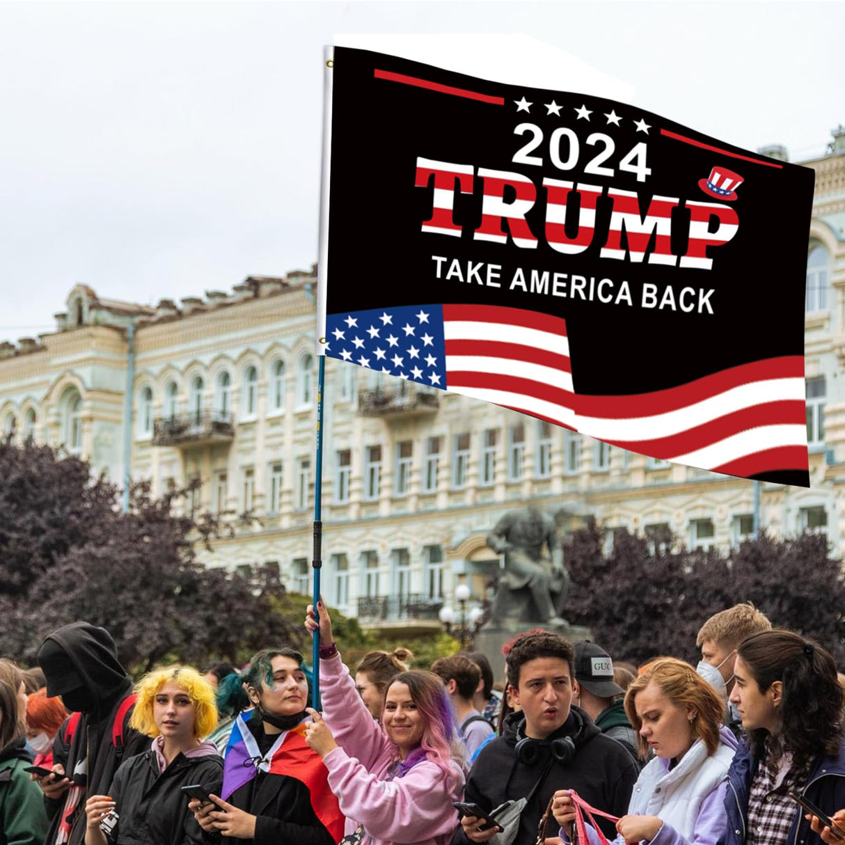 Trump 2024 Take America Back Flags 3x5 Outdoor Made in USA-Trump 2024 Flag for Outside with 2 Brass Grommets UV protection Fade Resistant for Indoor Outdoor