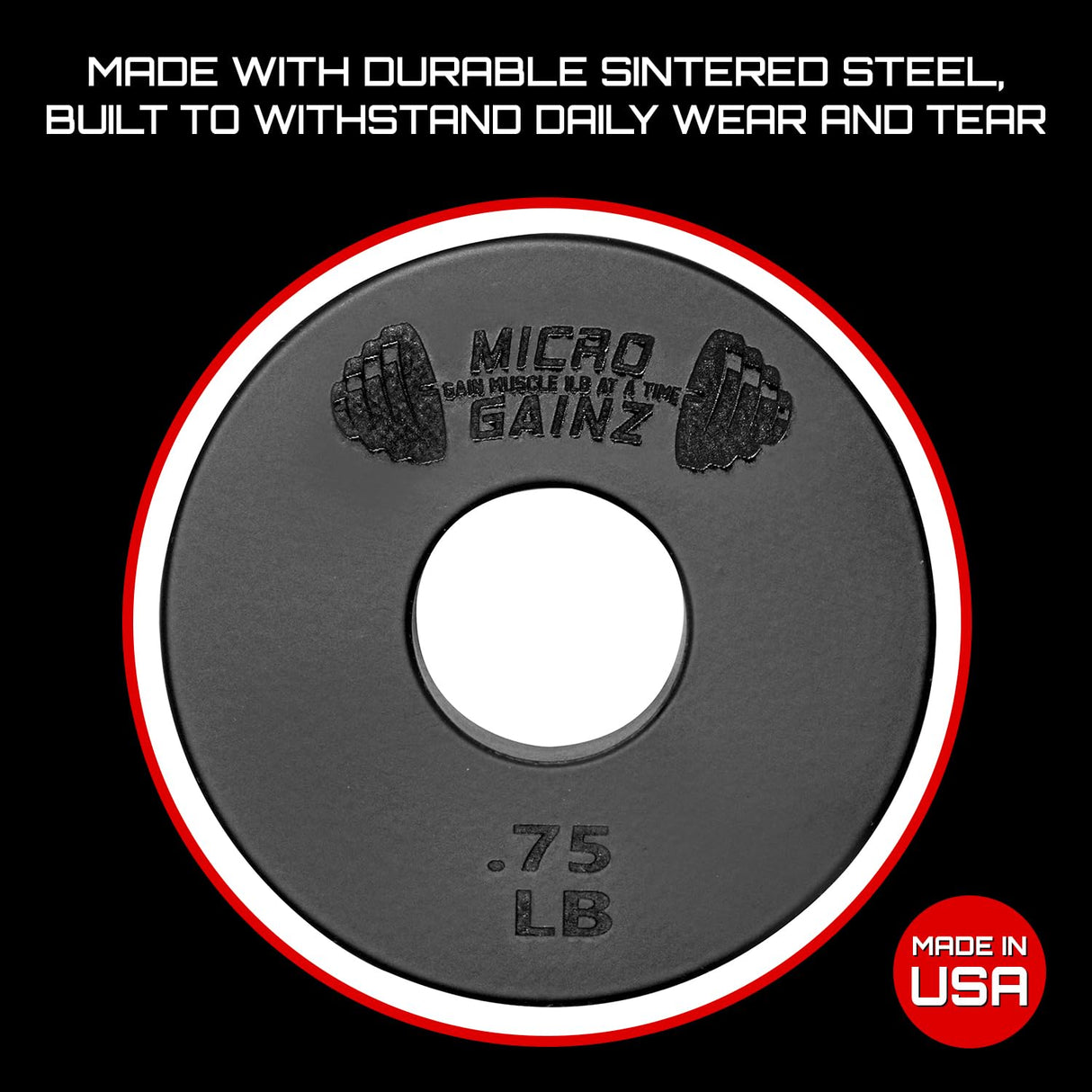 Micro Gainz Standard 1-Inch Center Hole Weight Plates, Set of 2 Black Fractional Plates Choose Set (.25LB-1.25LB), Designed for Standard 1-inch Barbells & Dumbbells, Made In USA