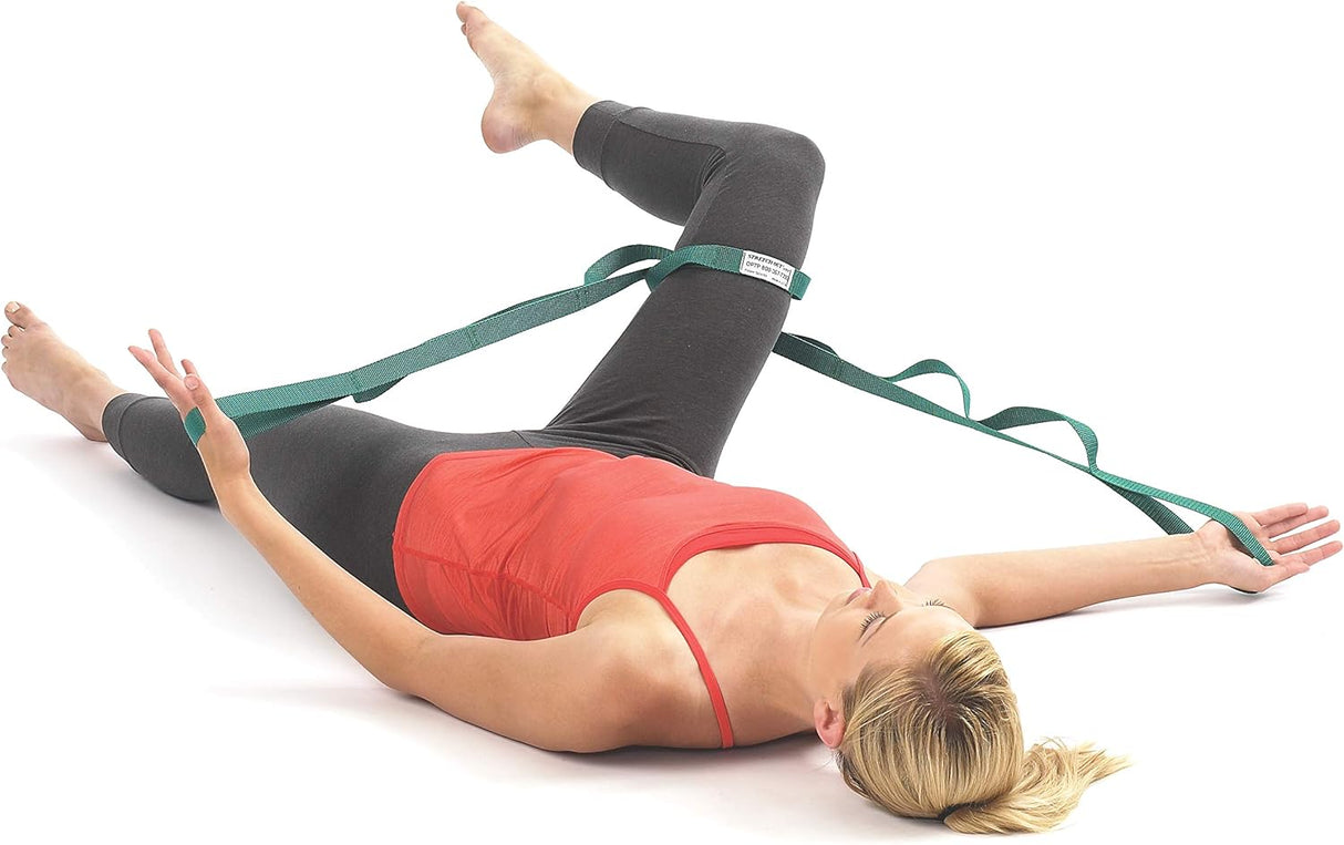 OPTP The Original Stretch Out Strap with Exercise Pilates Essentials Book, USA Made Top Choice Stretch Out Straps for Physical Therapy, Pilates Stretching Strap or Knee Therapy Strap