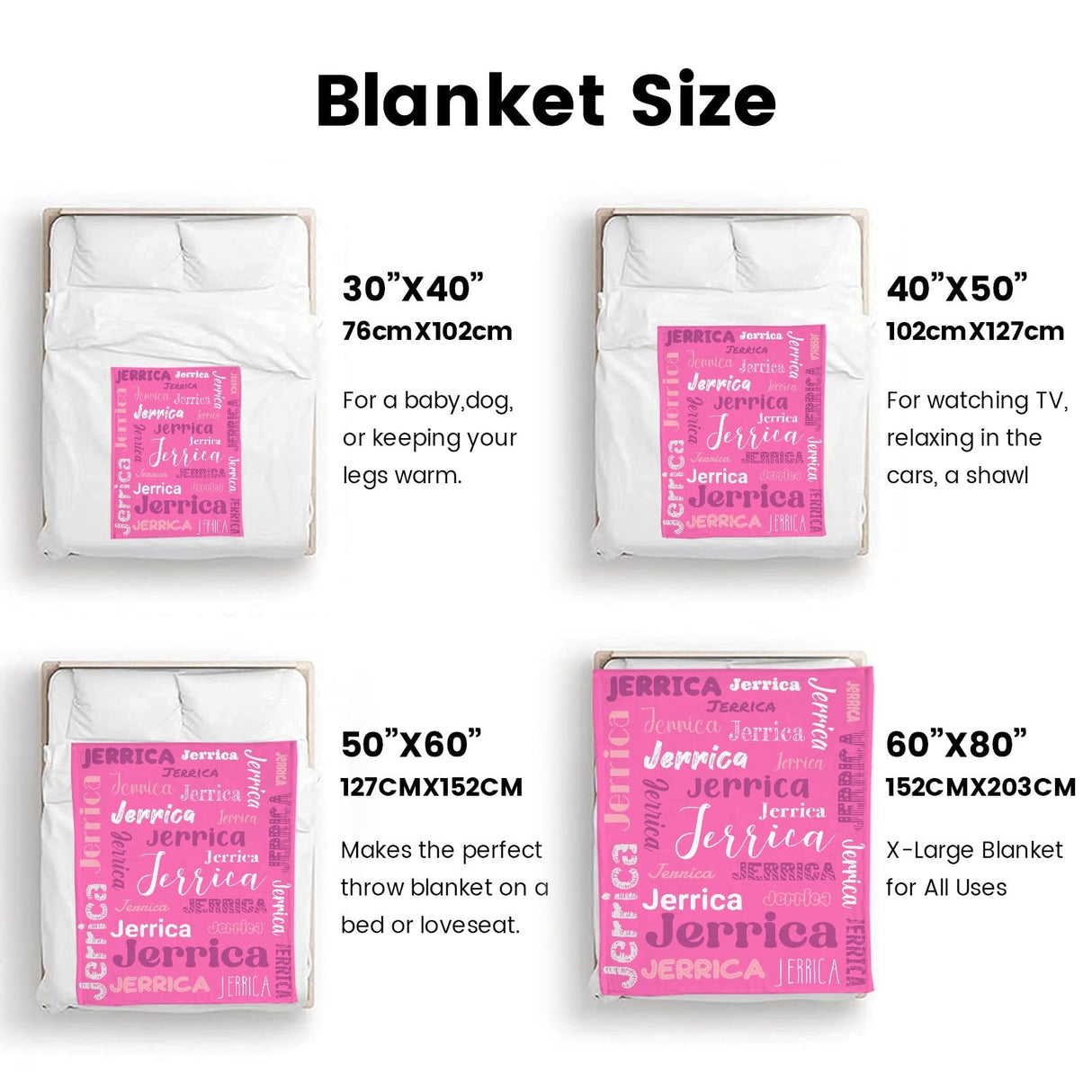 Custom Blanket with Name, Soft Cozy Personalized Name Blankets for Kids, Girls, Boys, Adults, Customized Christmas Blanket for Women, Men, Newborn, New Mom, Red Colors, Made in USA
