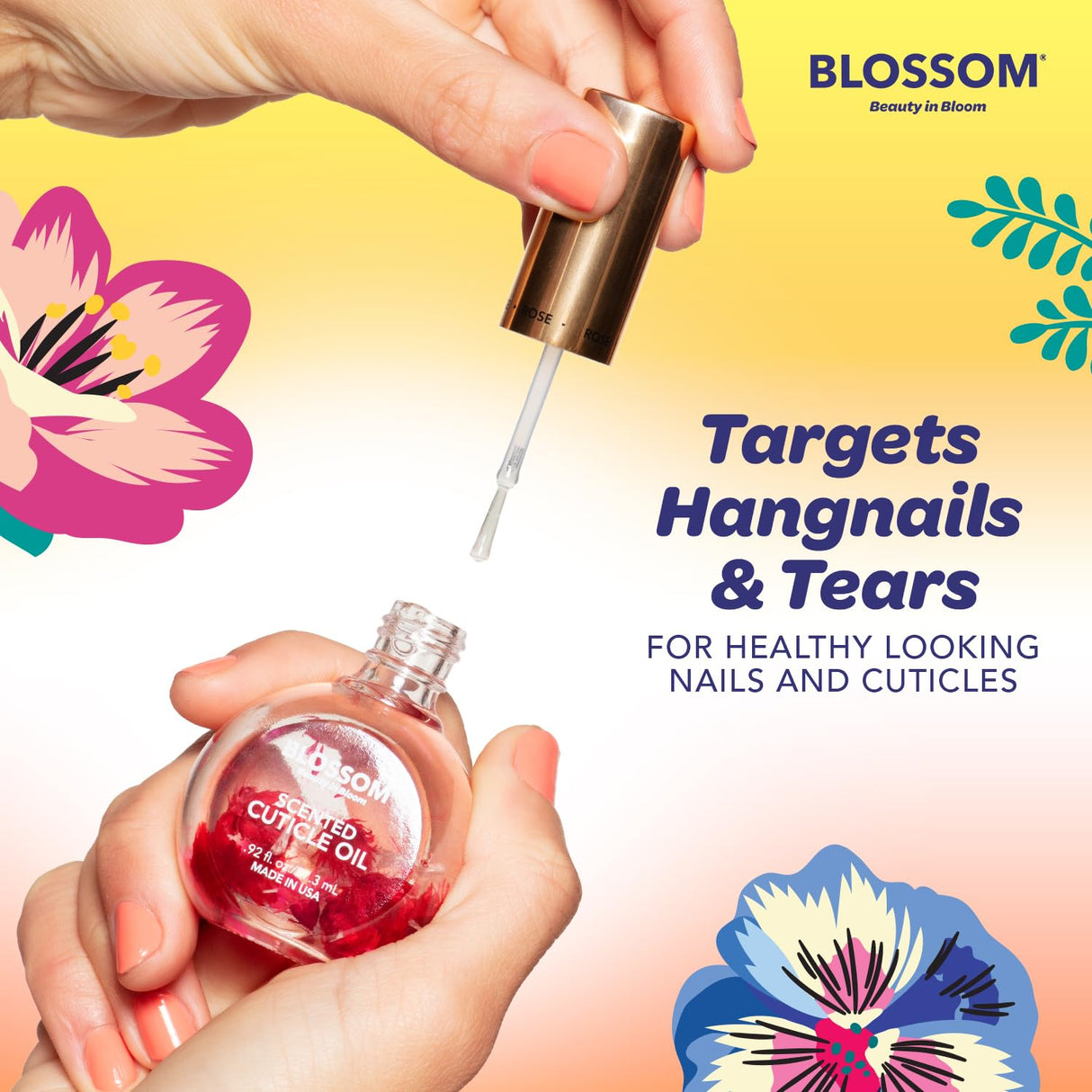 Blossom Scented Cuticle Oil, Infused with Real Flowers, Hydrating, Moisturizing, Strengthening, Made in USA, 0.5 fl. oz, Amazon Exclusive, Watermelon