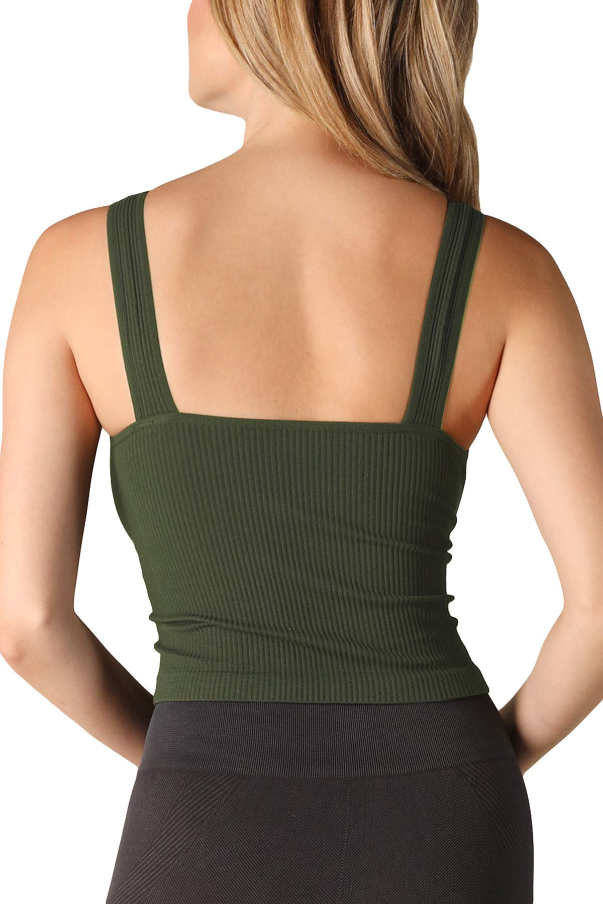 NIKIBIKI Women Seamless V-Neck Ribbed Crop Top, Made in U.S.A, One Size