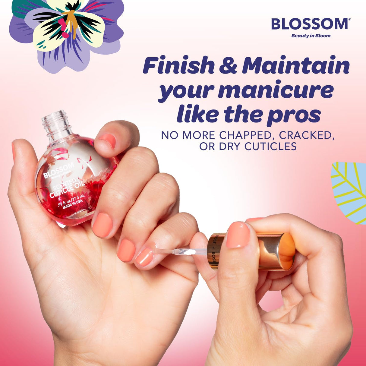 Blossom Scented Cuticle Oil, Infused with Real Flowers, Hydrating, Moisturizing, Strengthening, Made in USA, 0.5 fl. oz, Amazon Exclusive, Watermelon