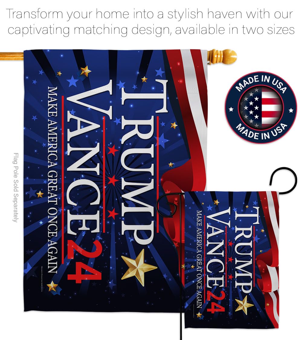 Trump Vance Flag Yard Sign Wall Art Lawn Home Tapestry Patio Poster Rally Shooting 2024 President 47 MAGA Garden Patriotic Outdoor Decorations, Republican Gift Made in USA