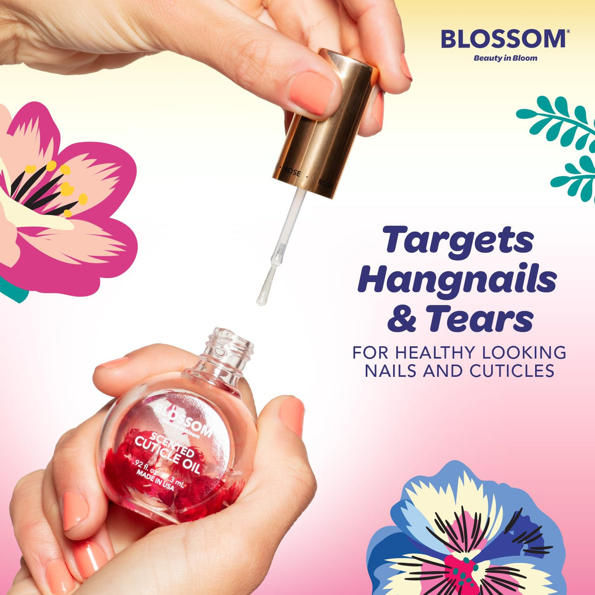 Blossom Scented Cuticle Oil, Infused with Real Flowers, Hydrating, Moisturizing, Strengthening, Made in USA, 0.5 fl. oz, Amazon Exclusive, Watermelon