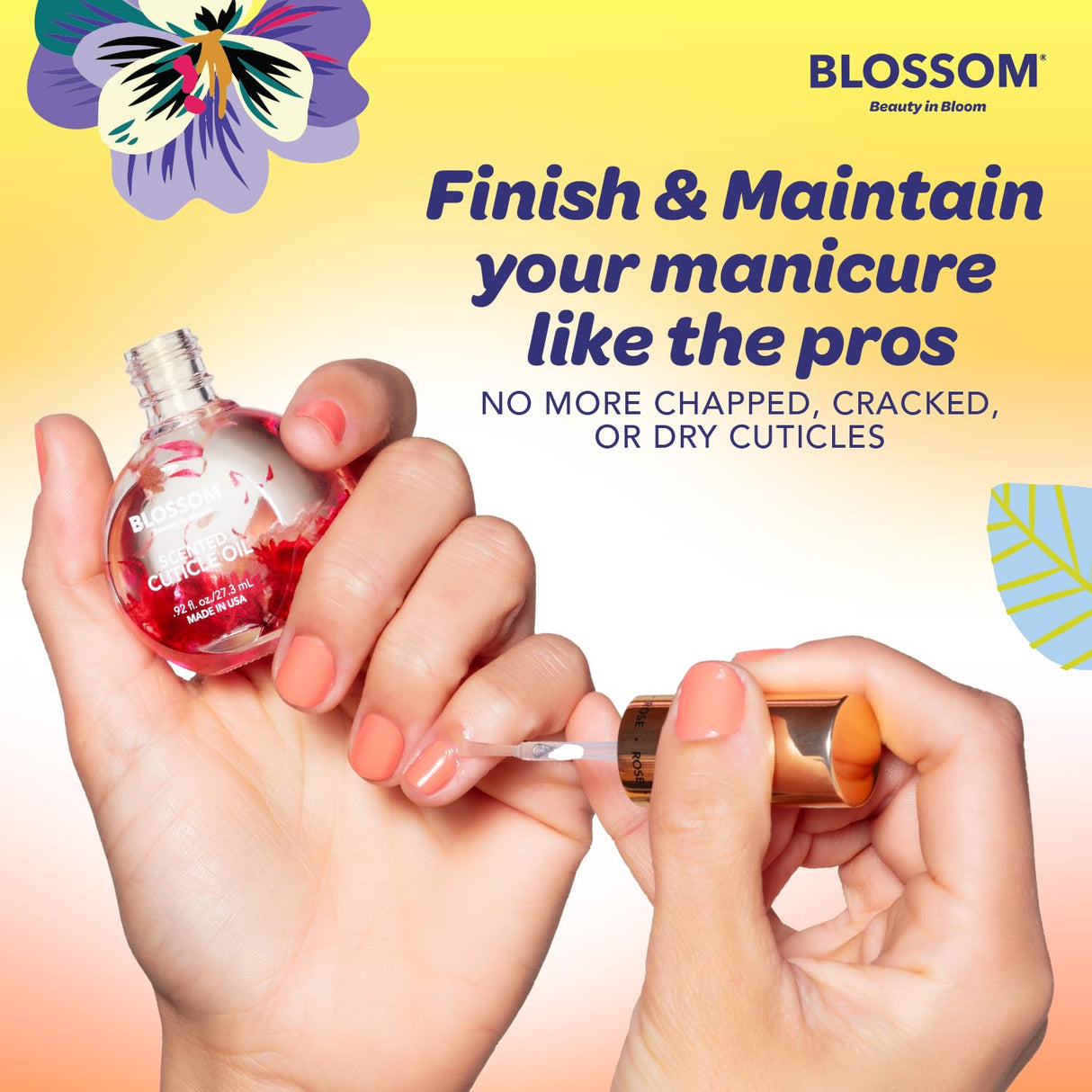 Blossom Scented Cuticle Oil, Infused with Real Flowers, Hydrating, Moisturizing, Strengthening, Made in USA, 0.5 fl. oz, Amazon Exclusive, Watermelon