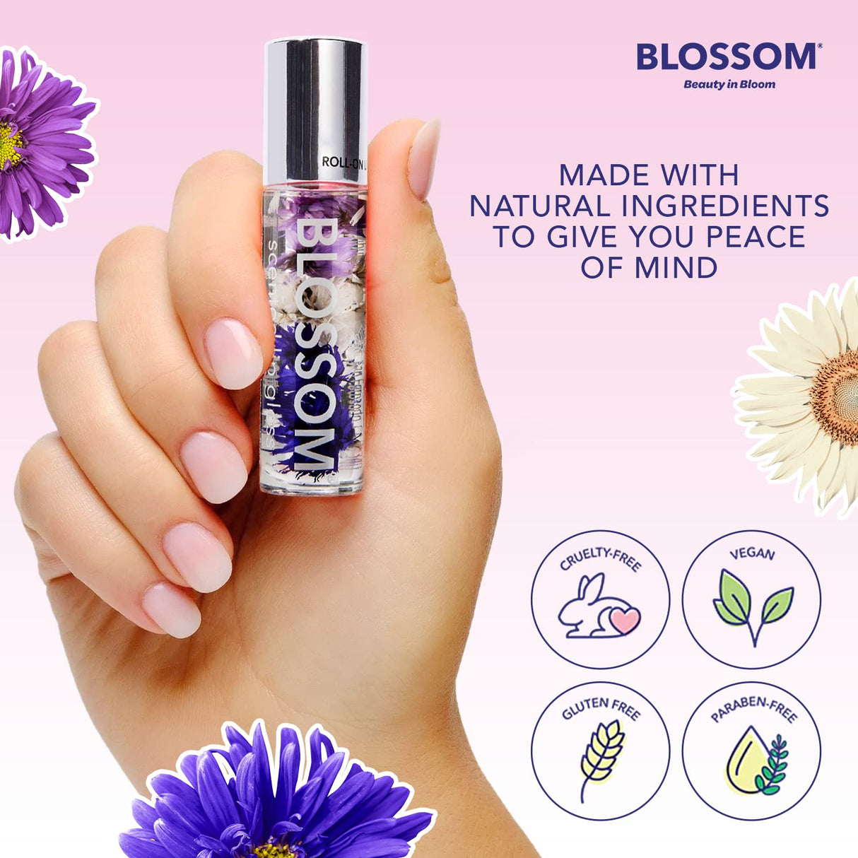 Blossom Scented Roll on Lip Gloss, Infused with Real Flowers, Made in USA, 0.20 fl. oz./5.9ml, Watermelon
