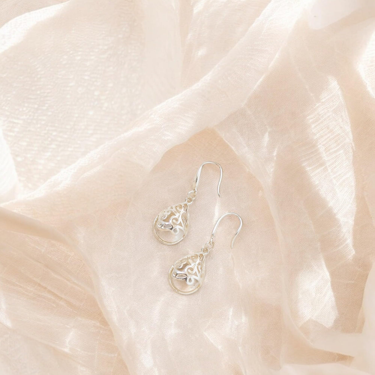 Bottled Up Designs Handmade Filigree Teardrop Earrings, Recycled Vintage Mason Jar, Sterling Silver, Eco Friendly, Made in USA, Mothers Day, Women, Anniversary (Mason Jar Aqua)