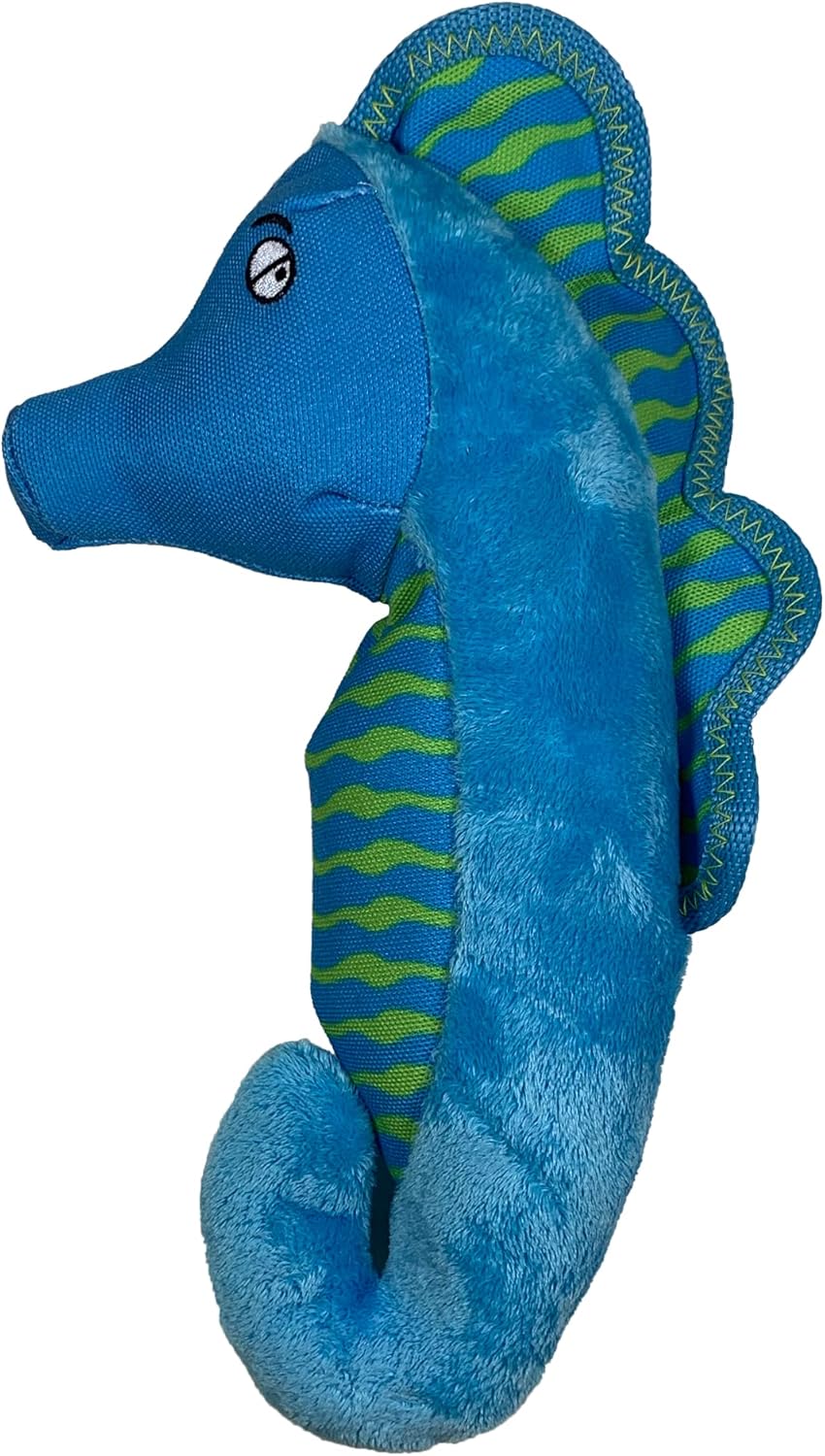 Spunky Pup Clean Earth Recycled Seahorse Dog Toy | Made from 100% Recycled Water Bottles | Eco-Friendly | Squeaker | Plush Toy for Small to Medium Dogs | Made in The USA