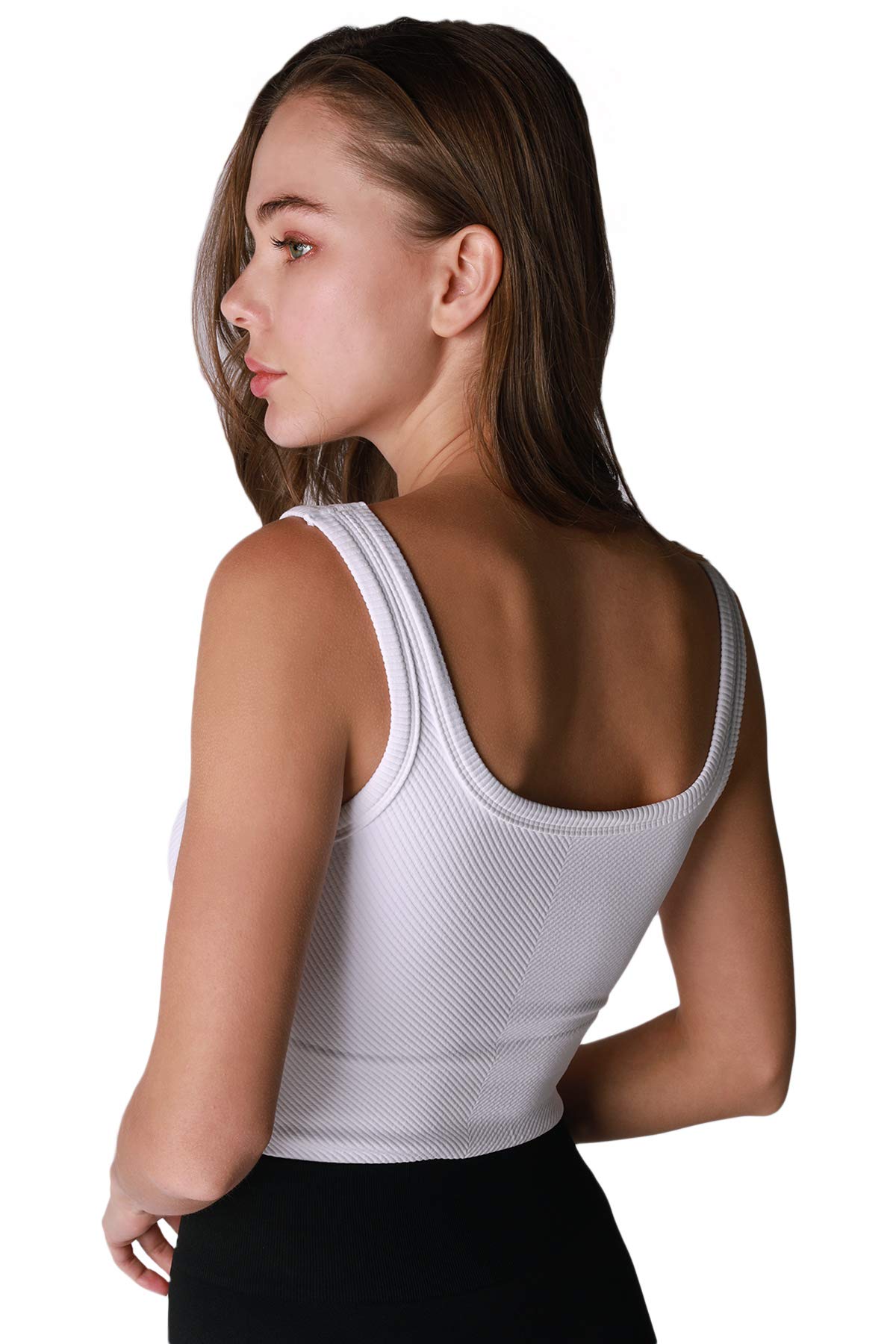 NIKIBIKI Women Seamless Chevron Ribbed Crop Top, Made in U.S.A, One Size