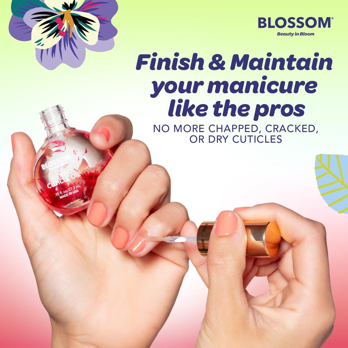 Blossom Scented Cuticle Oil, Infused with Real Flowers, Hydrating, Moisturizing, Strengthening, Made in USA, 0.5 fl. oz, Amazon Exclusive, Watermelon