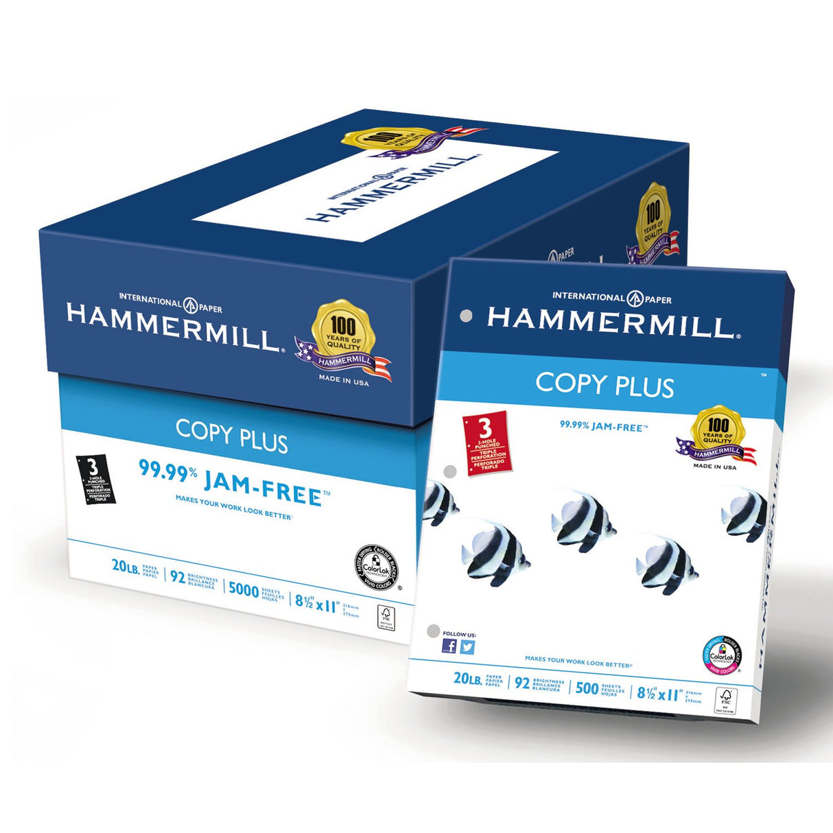 Hammermill Printer Paper, 20 Lb Copy Paper, 8.5 x 11 - 3 Ream (1,500 Sheets) - 92 Bright, Made in the USA, 500 Count (pack of 3)