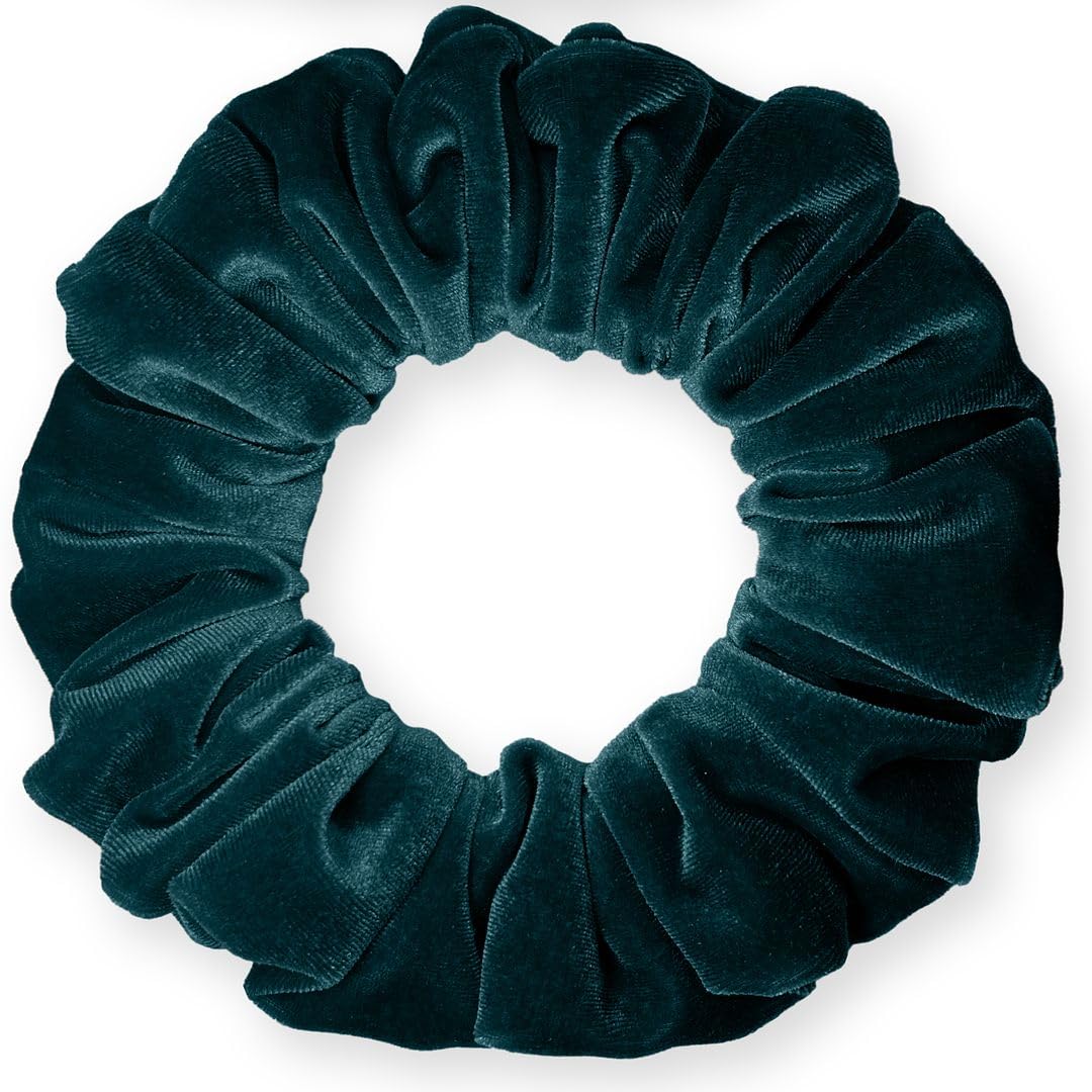 Velvet Scrunchies Jumbo Size Plush Big Ponytail Holders Thick Braided Locked Hair Big Made in the USA Green Pine