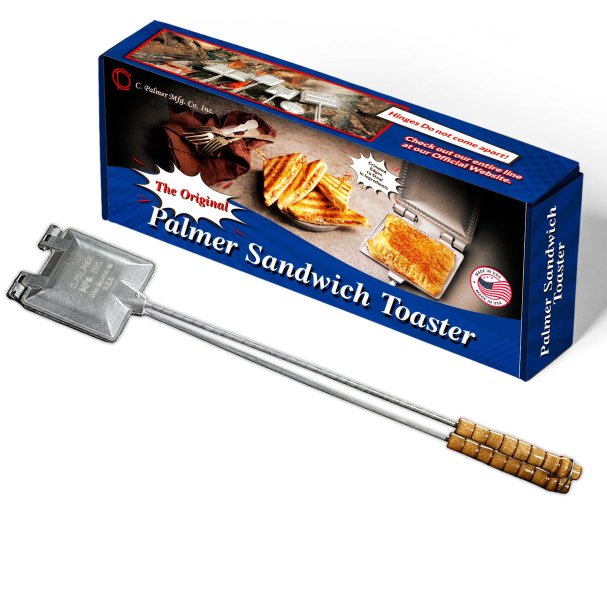 C. Palmer Aluminum Campfire Cooking Sandwich Maker, Long Handle Mountain Pie Maker, Made in America