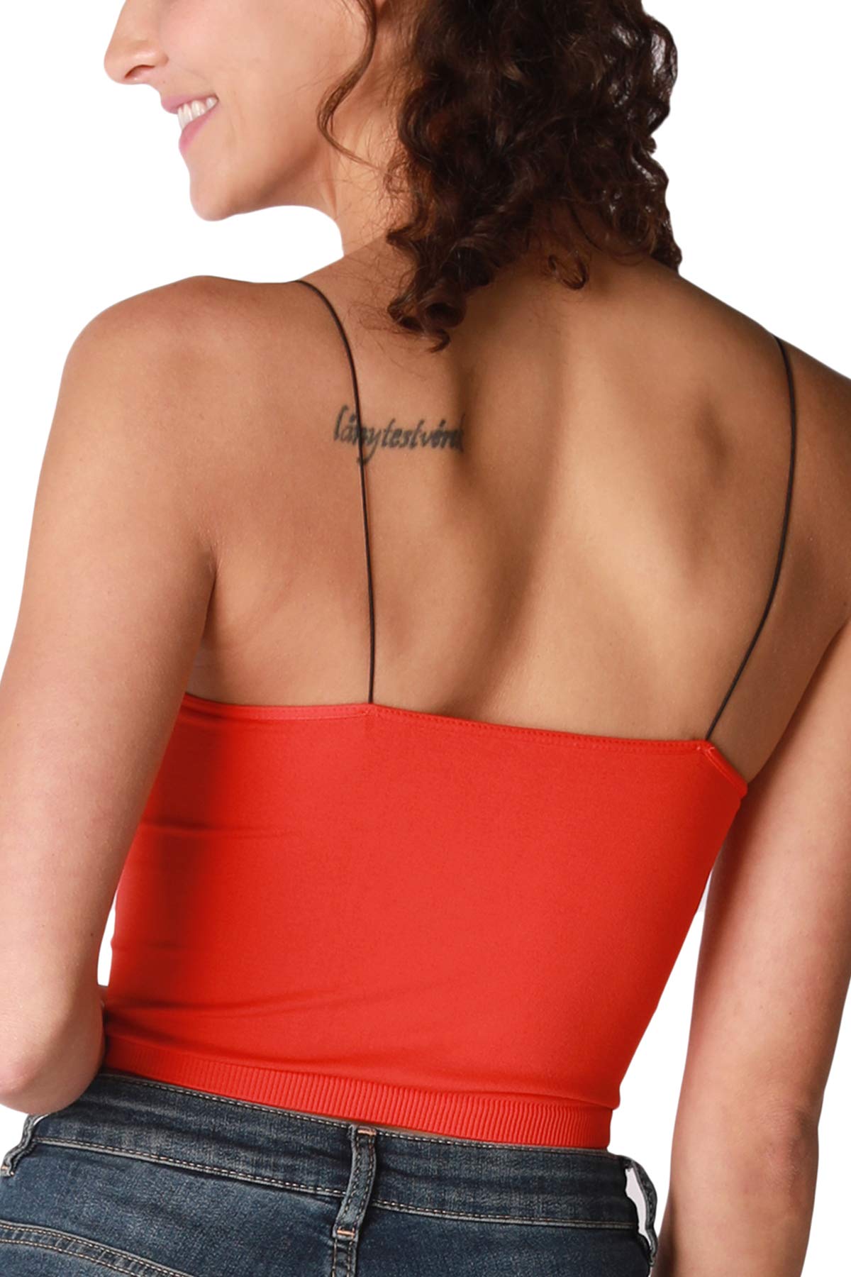 NIKIBIKI Women Seamless Spaghetti Strap Crop Top Cami, Made in U.S.A, One Size