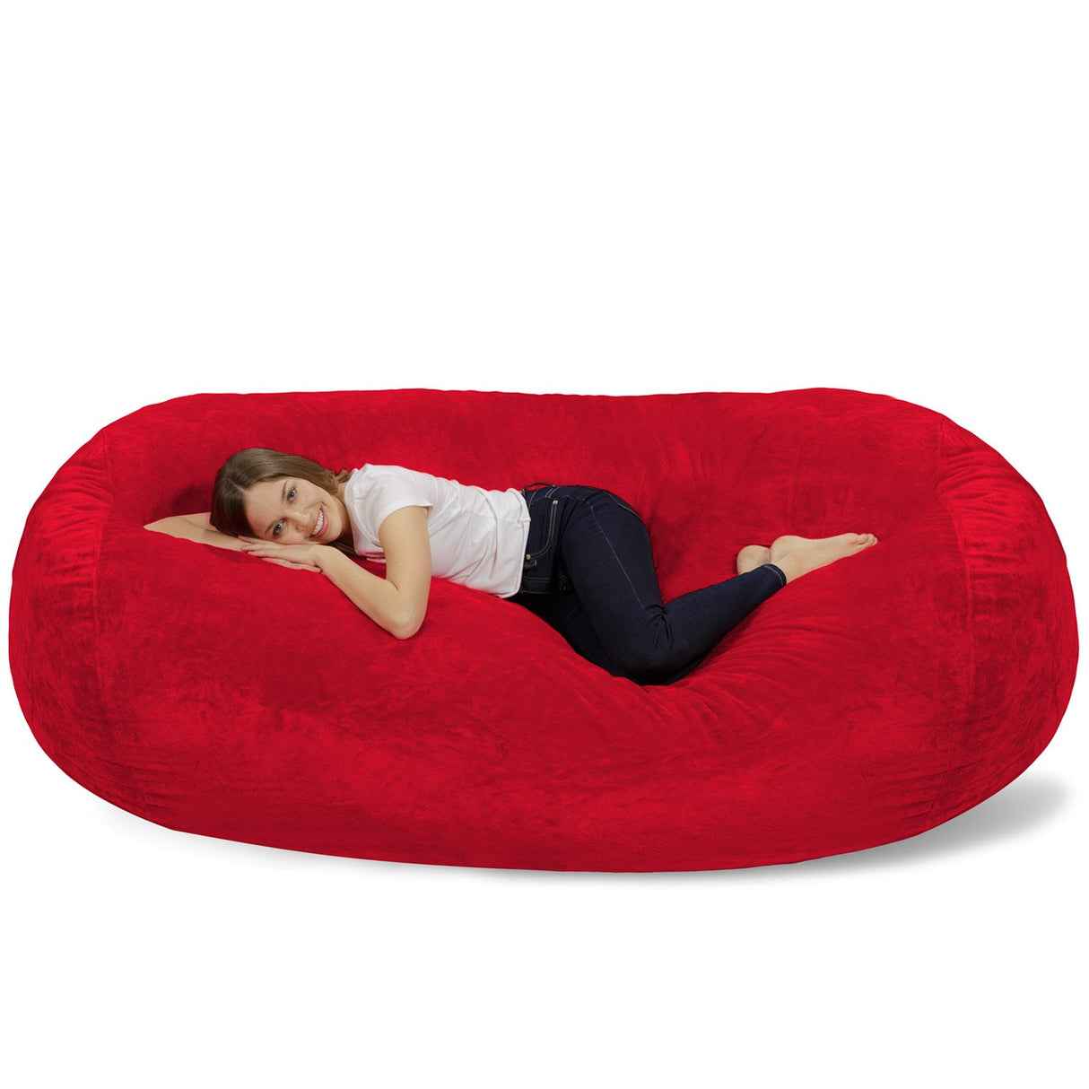 Chill Sack Memory Foam Bean Bag Lounger, 7.5-Feet, Red Furry