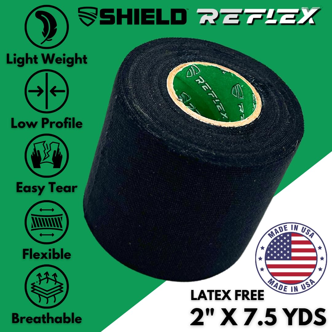 Shield Reflex | Stretch Athletic Tape, Tear by Hand, Made in USA, Thin, Flexible, Elastic Sports Tape, Spatting Football Tape 6 Pack (Midnight Blue, 2 Inch)