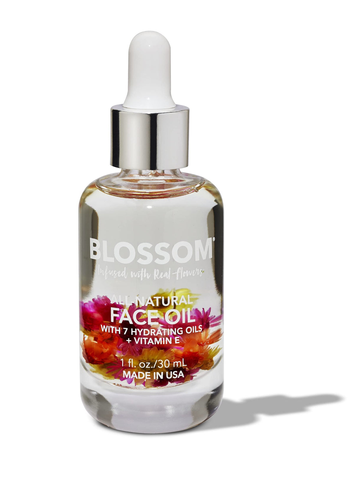 Blossom Unscented All Natural, Vegan, Cruelty Free Face Oil with Vitamin E, Infused with Real Flowers, Made in USA, 1 fl. oz., Spring Bouquet