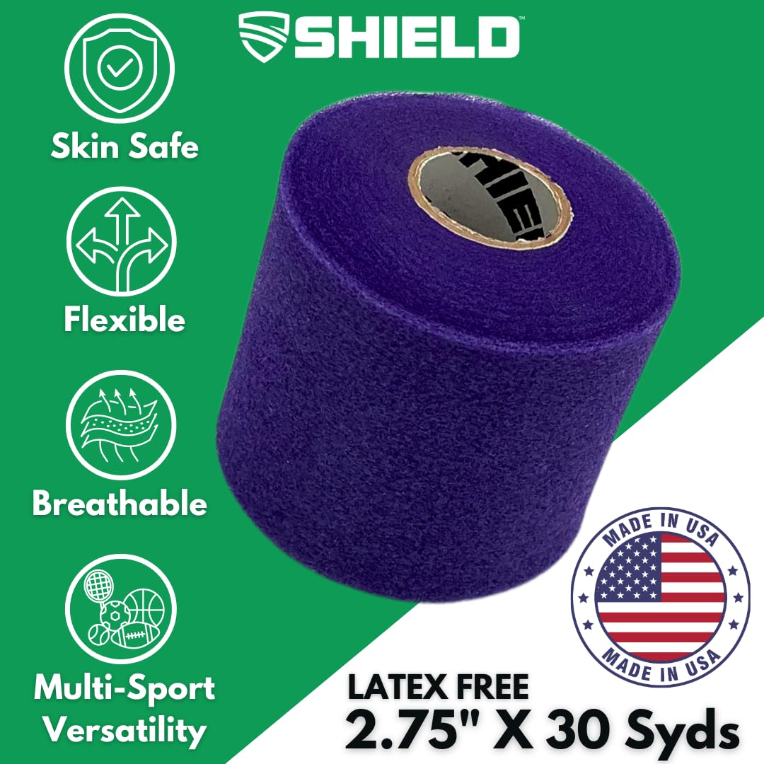 Shield Athletic Underwrap | Bulk Case 48 Rolls of PreWrap, Hair Tie, Headband, Patellar Support, Pre-Wrap Athletic Tape, 2.75" X 30 SYards, Foam Barrier Skin Protection, Flexible, Breathable Red