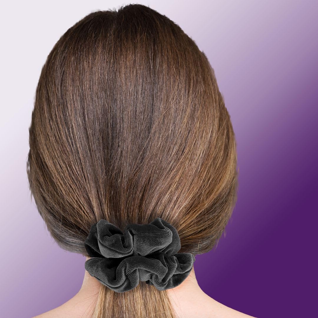 Velvet Scrunchies Premium Plush Soft Ponytail Holder Made in the USA Black