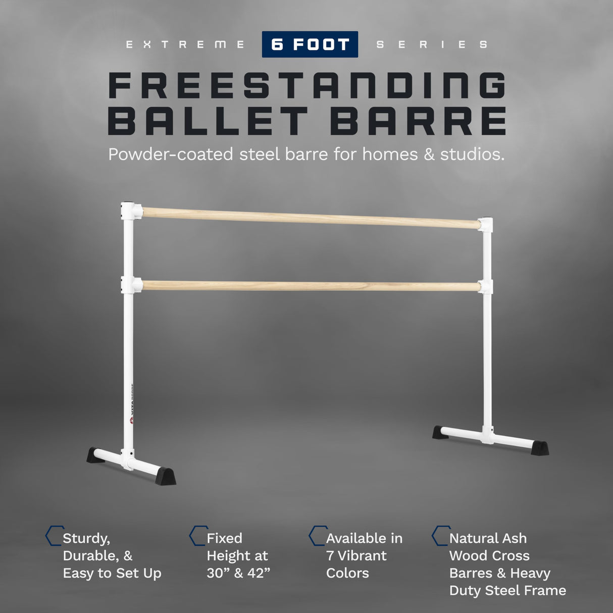 VITA Barre Portable Freestanding Double Ballet Barre, Extreme, Wood | Fixed Height, Made in USA, Home or Gym Exercise Equipment for Kids & Adults | Dance, Fitness, Pilates