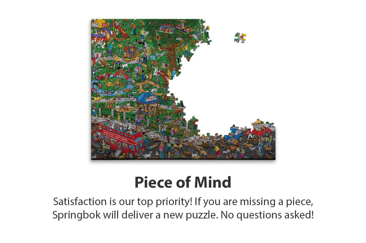 Springbok The Dog Park 1000 Piece Jigsaw Puzzle for Adults Features a Fun and Colorful Dog Park Full of Dogs and Their Antics