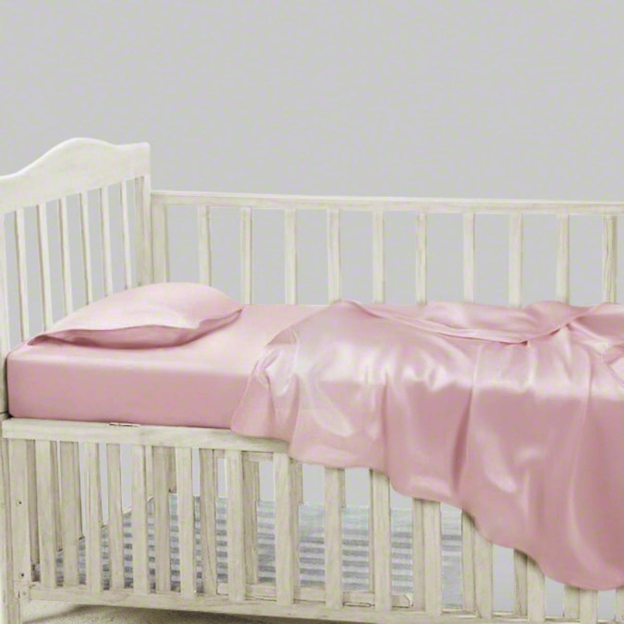 100% Mulberry Silk Crib Sheets for Baby Toddler Hair, Made in USA, Pure 22 Momme Organic Silk Boy Girl Fitted Crib Bed Sheet, Mini Crib Mattress Sheet, Soft Silk Crib Cover, Hypoallergenic (Blue Grey)