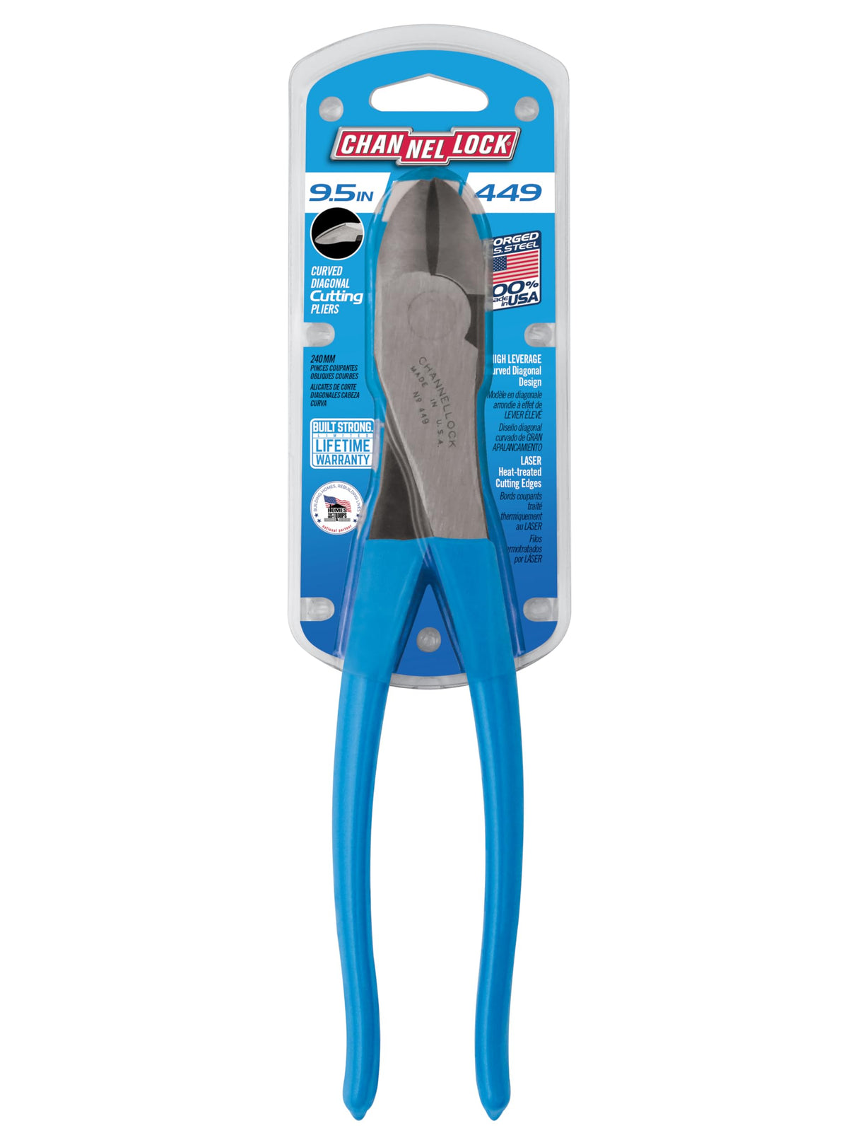 Channellock 447 GIDDS2-821226 Curved Jaw Diagonal Cutting Plier Grey/Blue, 7.5-Inch Curved Diagonal