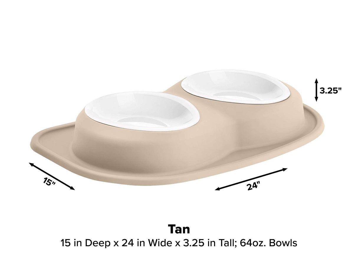 WeatherTech Double Low Pet Feeding System w/Plastic Dog/Cat Bowls - 8 oz (1 Cup) Dark Grey (PDL0801DG)