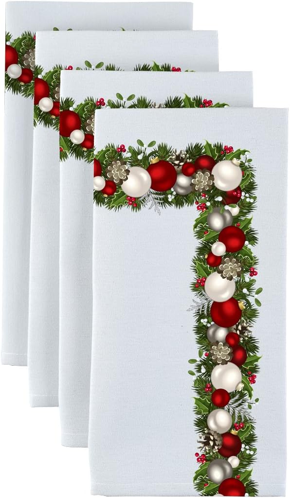 Fabric Textile Products Christmas Garland Border Napkins 18"x18" - 1 Dozen