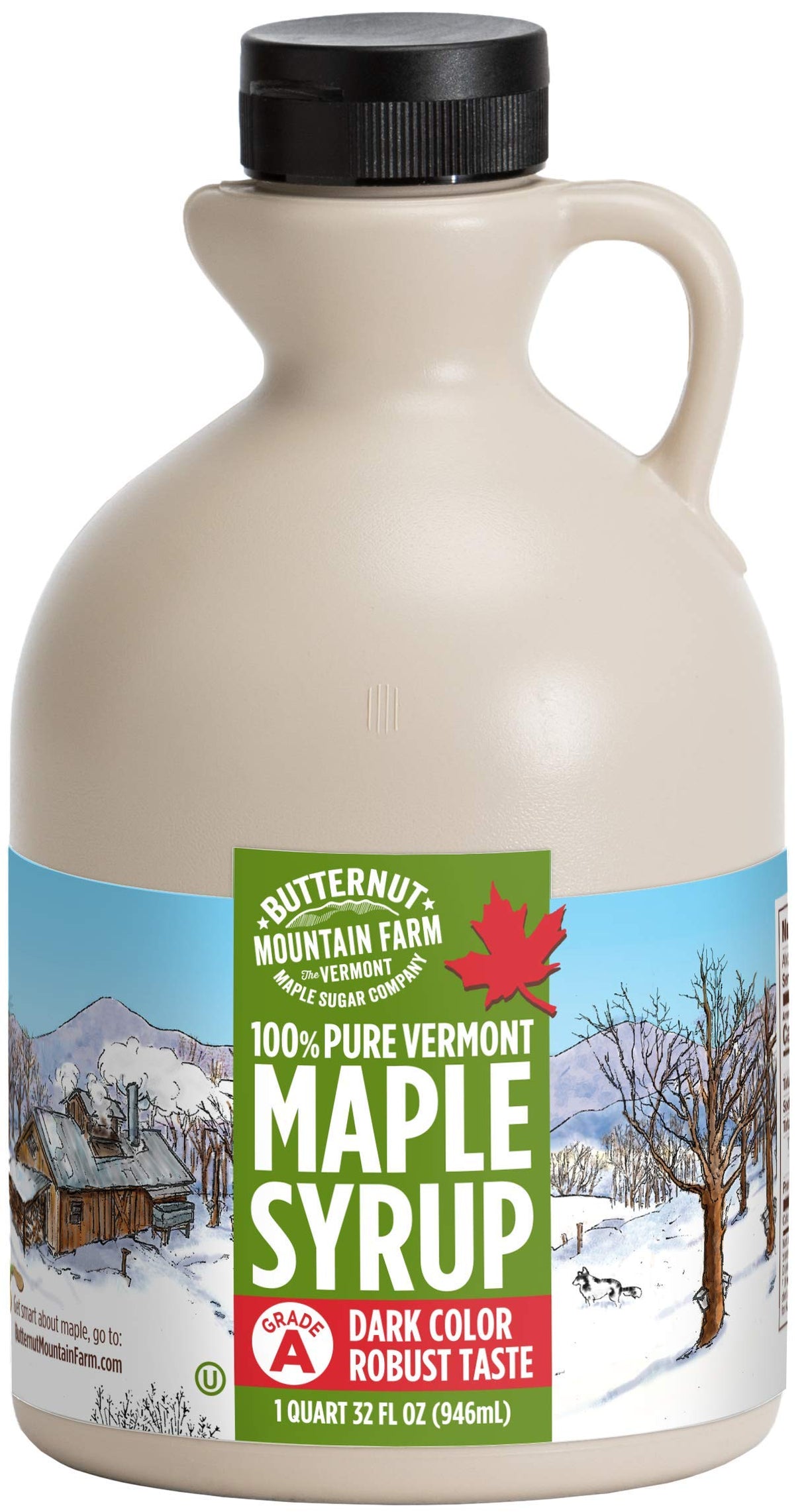 Butternut Mountain Farm Pure Vermont Maple Syrup, Organic, Grade A, Amber Rich, 12 oz, Easy Squeeze Bottle
