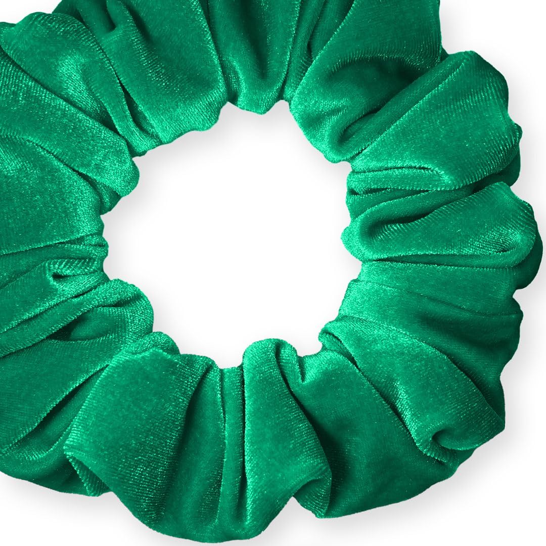 Velvet Scrunchies Jumbo Size Plush Big Ponytail Holders Thick Braided Locked Hair Big Made in the USA Green Pine