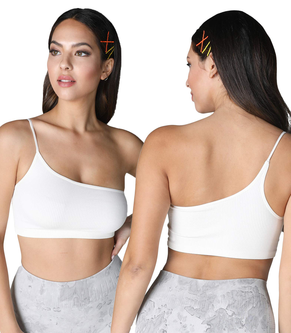 NIKIBIKI Women Seamless One Shoulder Ribbed Bralette, Made in U.S.A, One Size