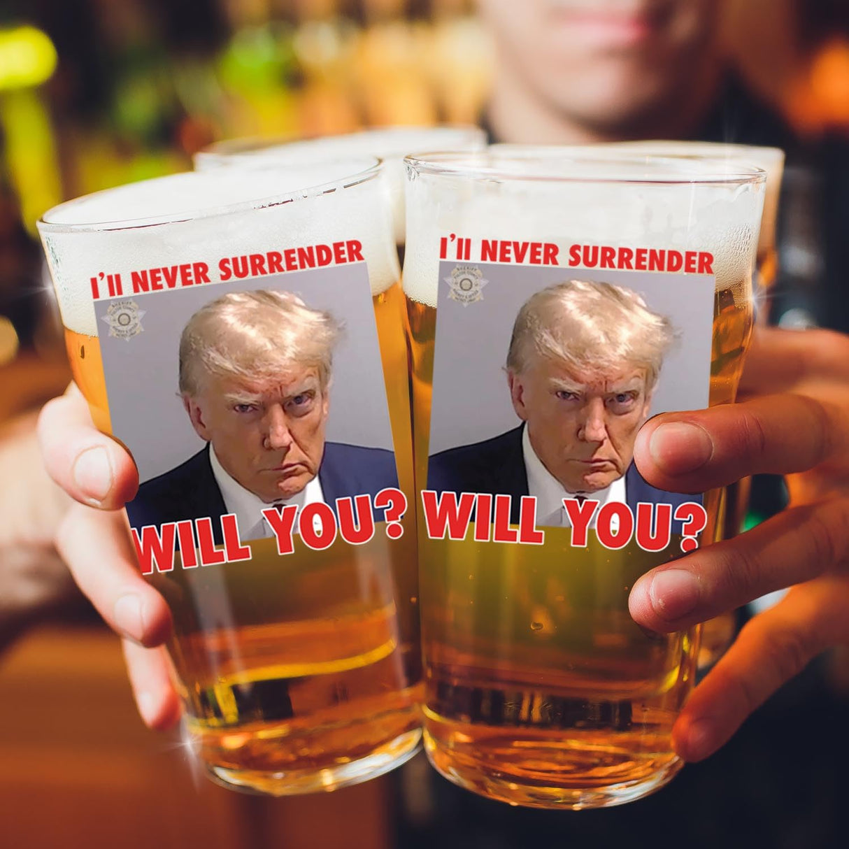 Trump Mugshot Shot Glass | Trump Lovers Gift | Gift for Him - Set of 4 (2 oz)