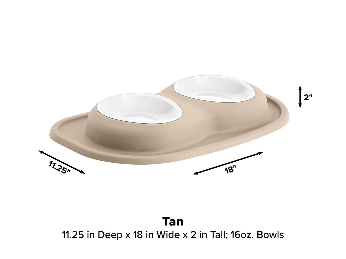 WeatherTech Double Low Pet Feeding System w/Plastic Dog/Cat Bowls - 8 oz (1 Cup) Dark Grey (PDL0801DG)