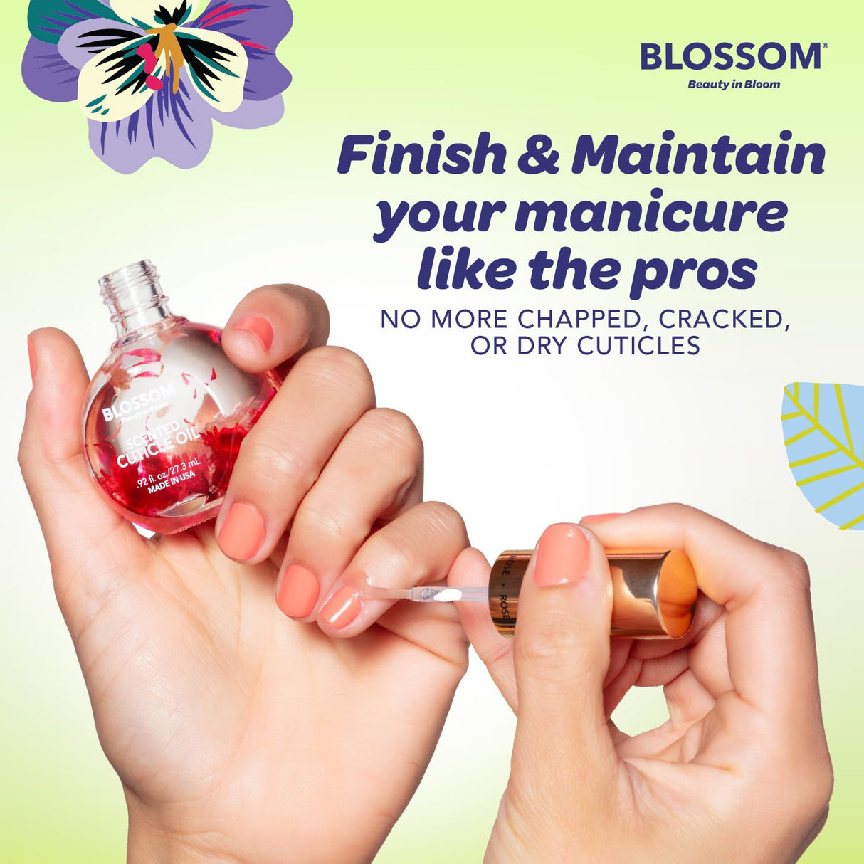 Blossom Scented Cuticle Oil, Infused with Real Flowers, Hydrating, Moisturizing, Strengthening, Made in USA, 0.5 fl. oz, Amazon Exclusive, Watermelon